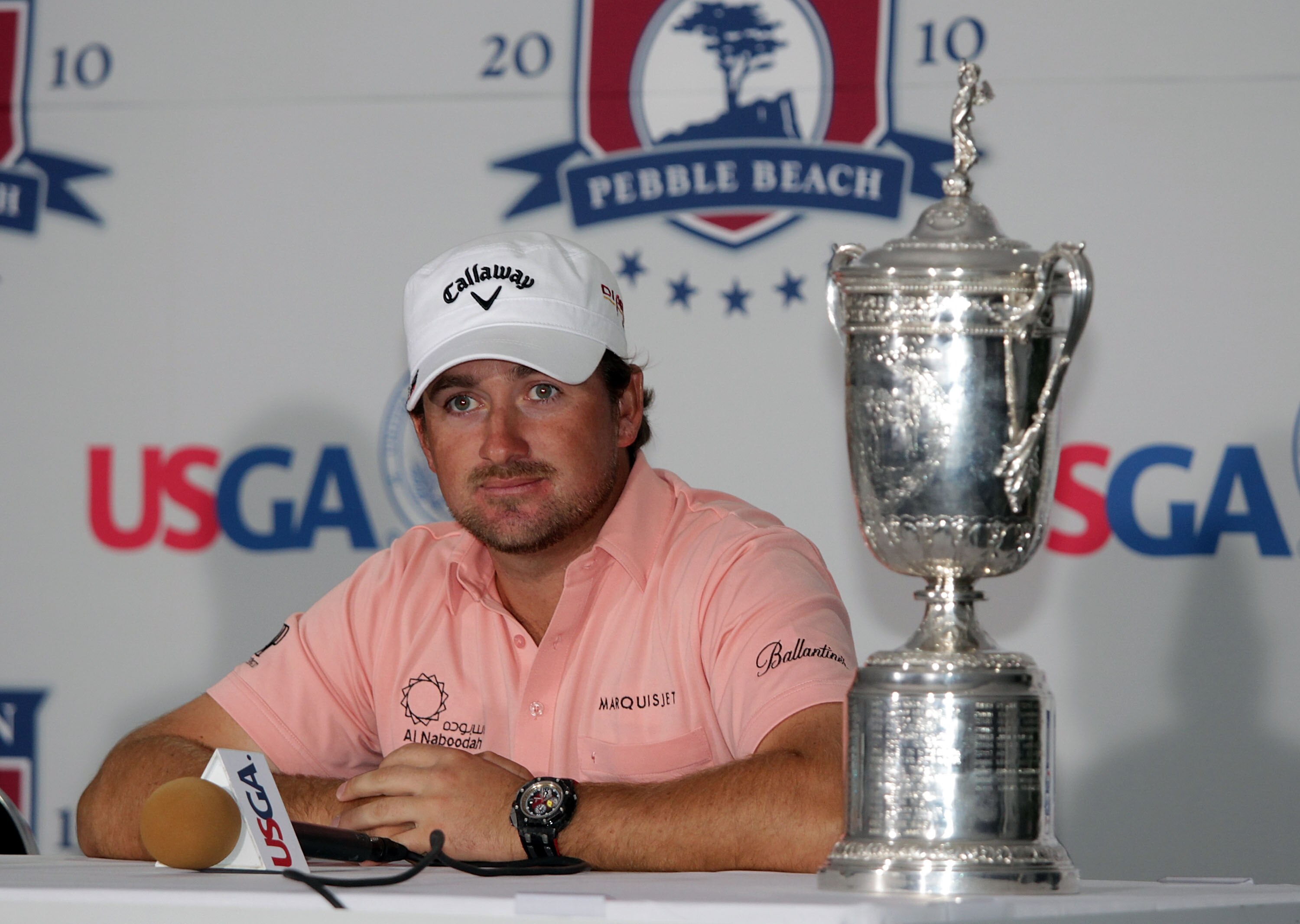PEBBLE BEACH, CA - JUNE 20:  Graeme McDowell of Northern Ireland speaks with the media after winning the 110th U.S. Open at Pebble Beach Golf Links on June 20, 2010 in Pebble Beach, California.  (Photo by Andrew Redington/Getty Images)