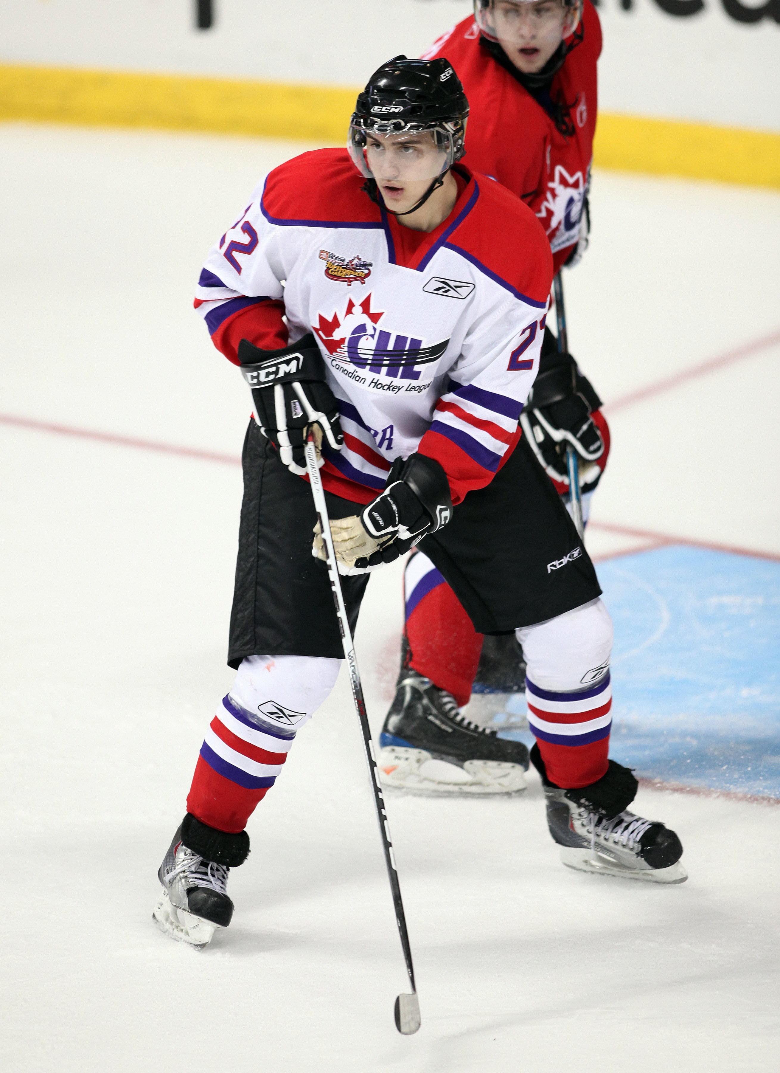 WINDSOR, ON - JANUARY 20:  Nino Niederreiter #22 of Team Orr waits for a pass in the  Home Hardware CHL/NHL Top Prospects game against Team Cherry on January 20, 2010 at the WFCU Centre in Windsor, Ontario. Team Cherry defeated Team Orr 4-2. (Photo by Cla