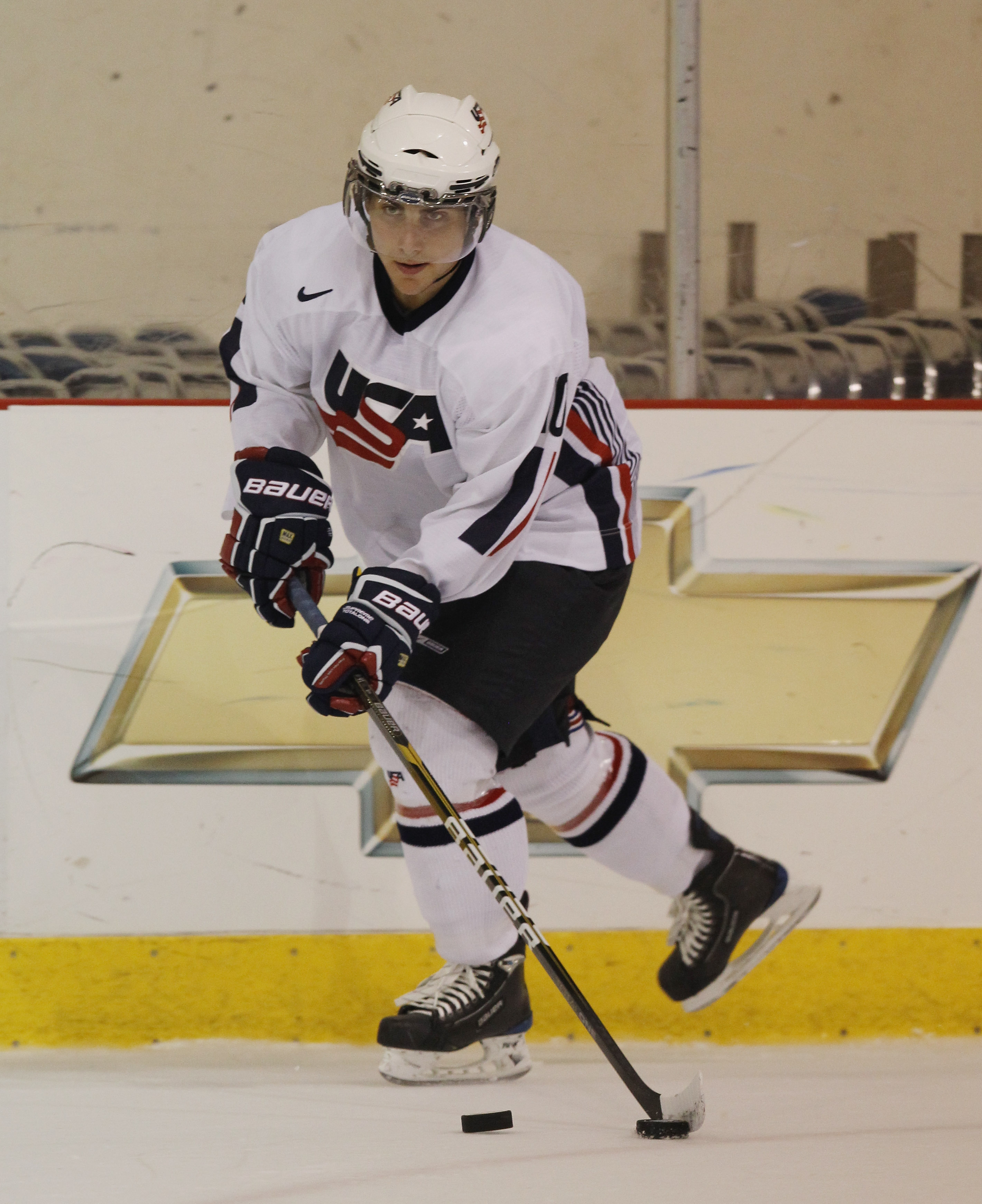 LAKE PLACID, NY - AUGUST 03:  Ryan Bourque #10 of Team USA skates against Team Sweden at the USA Hockey National Evaluation Camp on August 3, 2010 in Lake Placid, New York. Team USA defeated Team Sweden 6-3.  (Photo by Bruce Bennett/Getty Images)