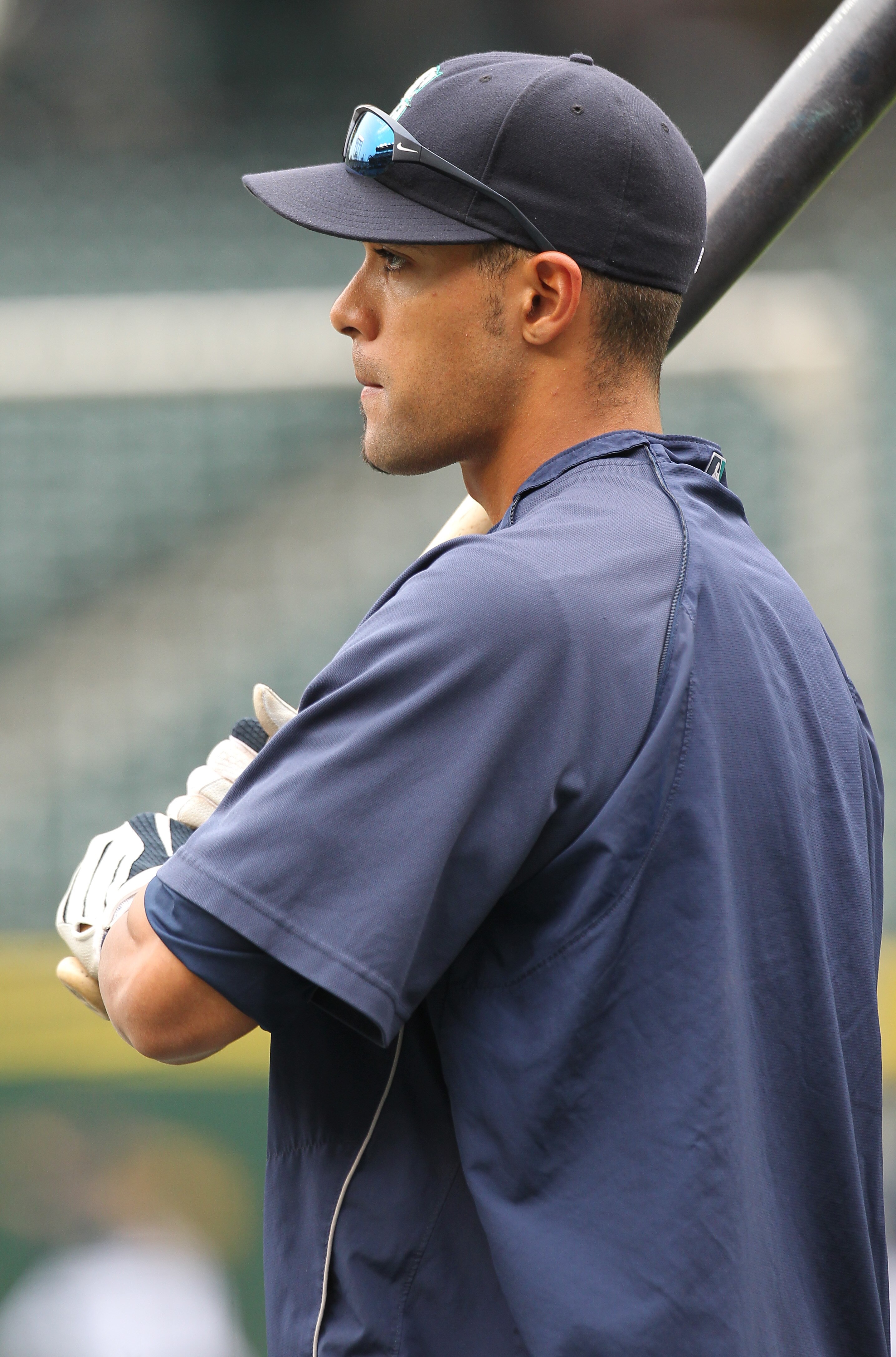 SEATTLE - SEPTEMBER 15:  Franklin Gutierrez #21 of the Seattle Mariners waits to hit during batting practice prior to the game against the Boston Red Sox at Safeco Field on September 15, 2010 in Seattle, Washington. (Photo by Otto Greule Jr/Getty Images)