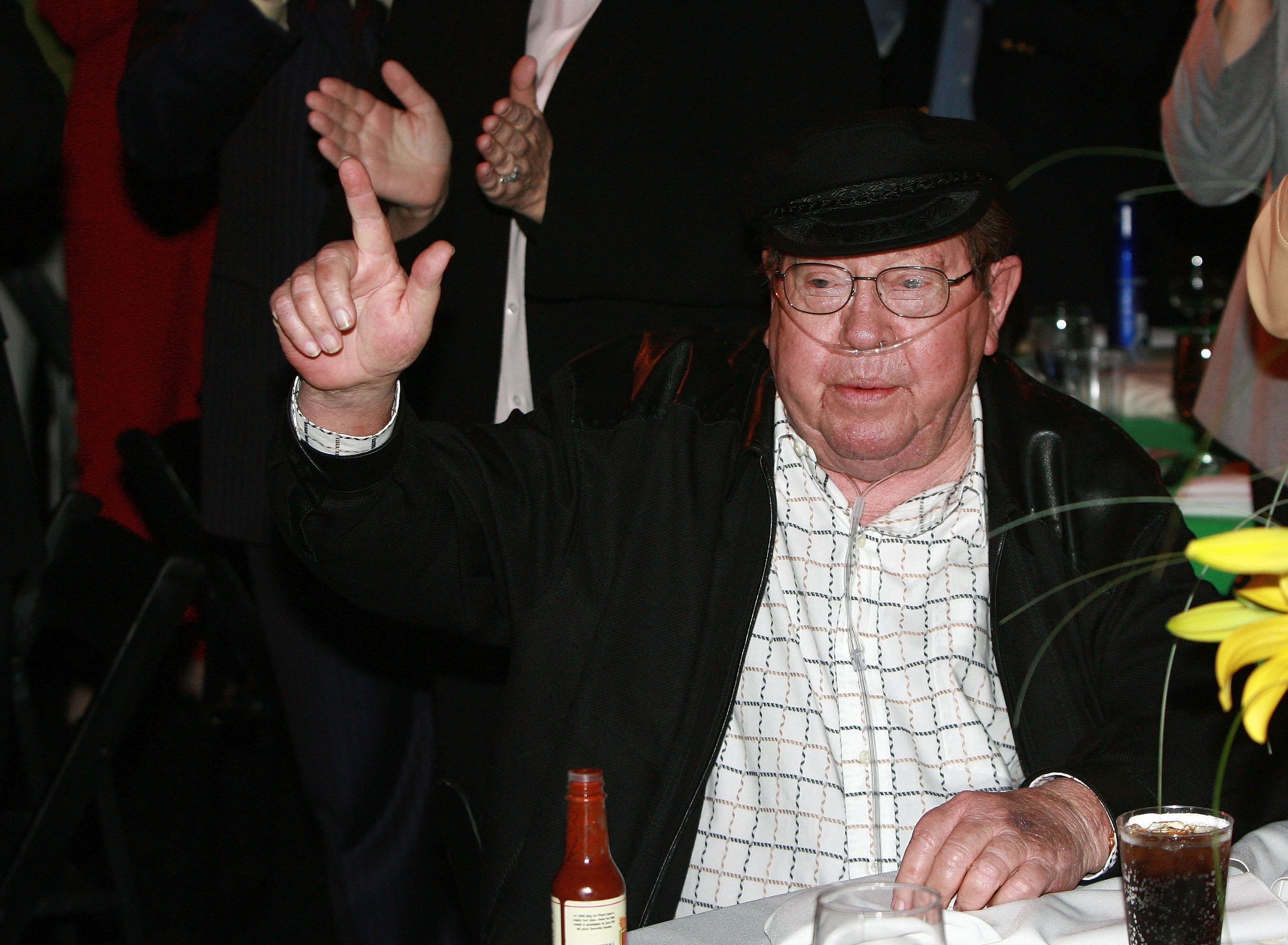 DAYTONA, FL - FEBRUARY 12: Bill France Jr. acknowledges the crowd, during the Bill France Roast and Toast, at Daytona International Speedway on February 12, 2007 in Daytona, Florida. (Photo by Doug Benc/Getty Images for NASCAR)