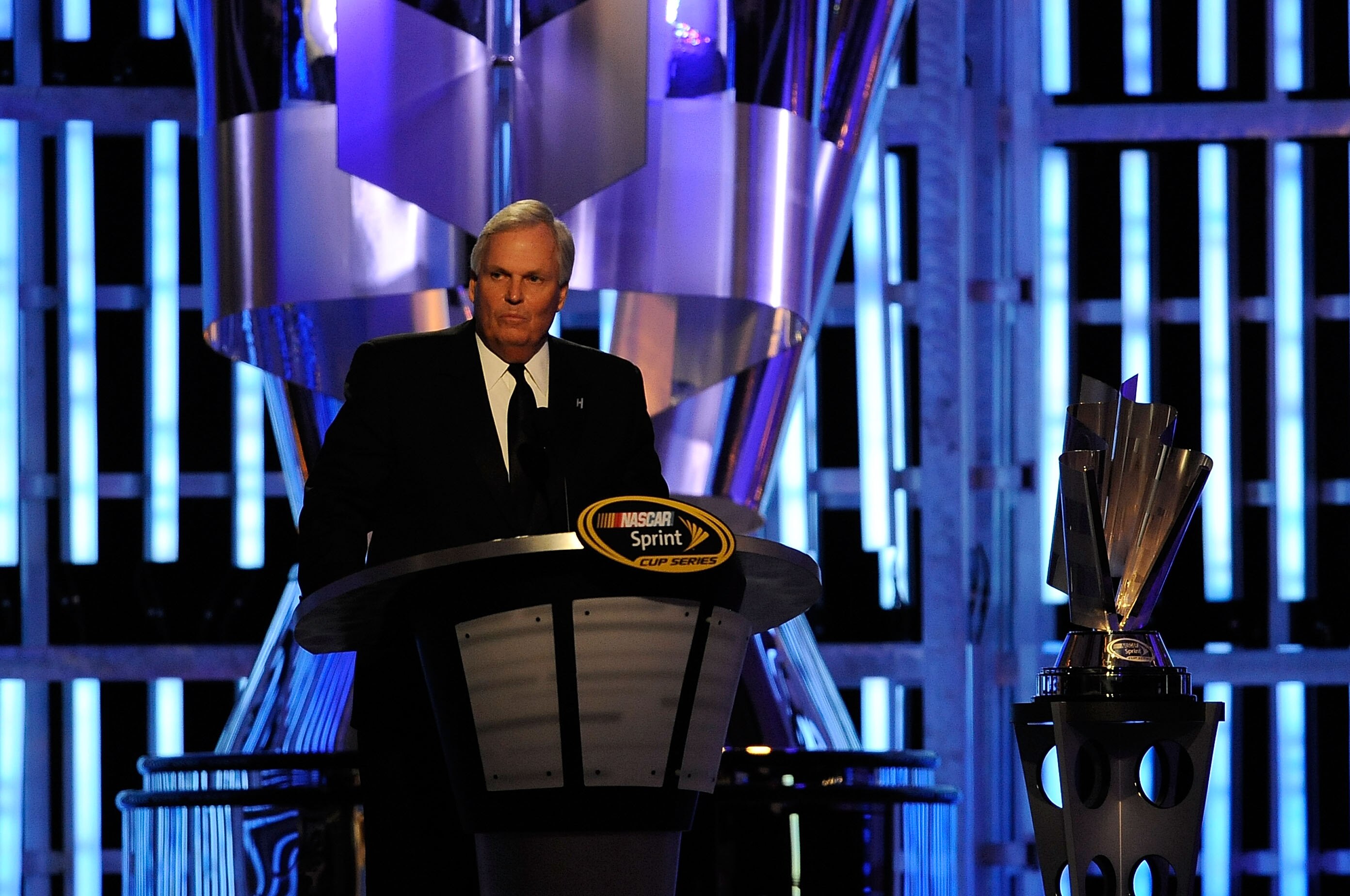 LAS VEGAS, NV - DECEMBER 03:  Team owner Rick Hendrick speaks during the NASCAR Sprint Cup Series awards banquet at the Wynn Las Vegas Hotel on December 3, 2010 in Las Vegas, Nevada.  (Photo by Rusty Jarrett/Getty Images)