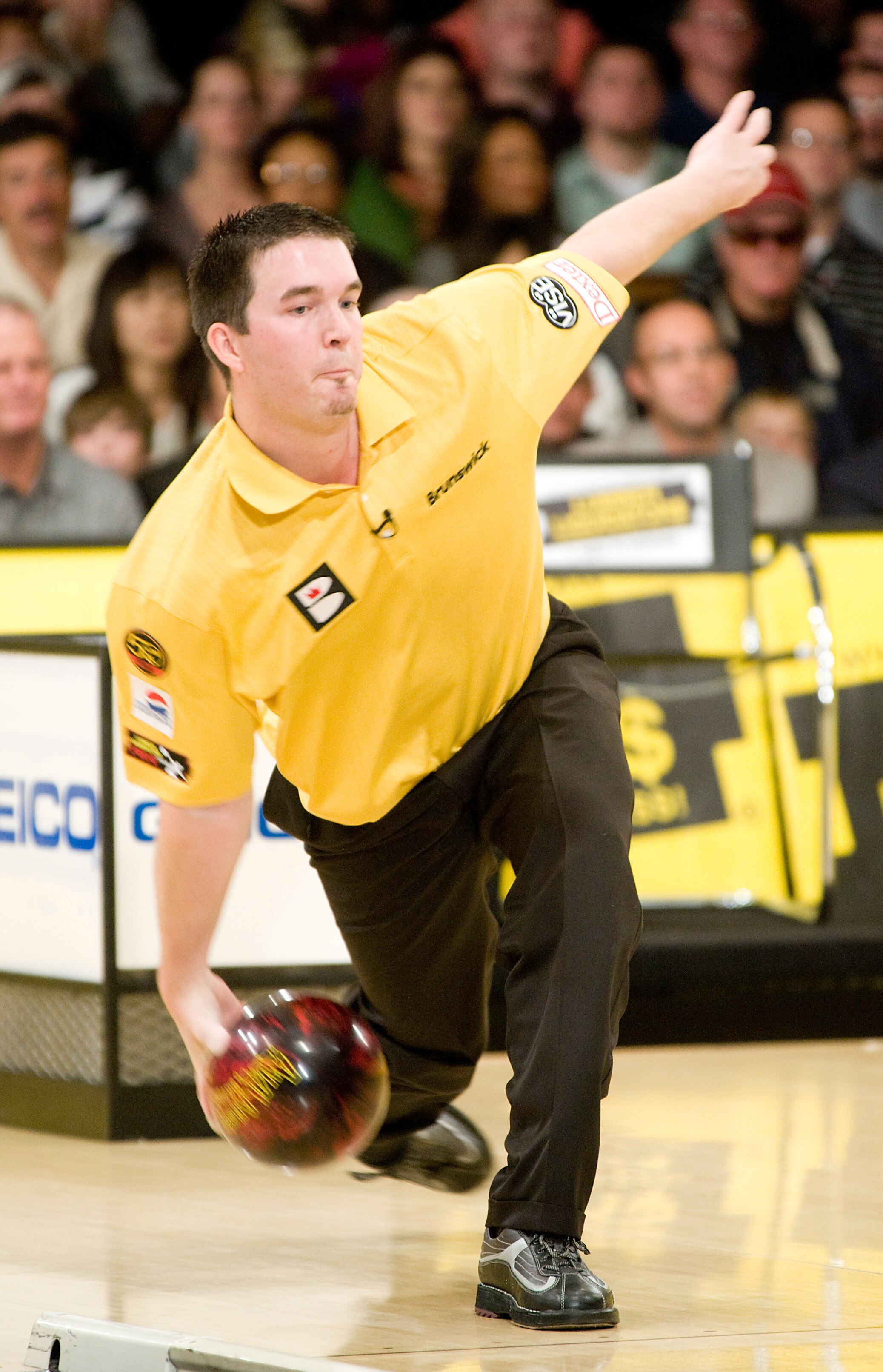 WICHITA, KS - OCTOBER 26: Sean Rash rolls during the semi-finals of the PBA World Championships held at the Northrock Lanes on October 26, 2008 in Wichita, Kansas. (Photo by Craig Hacker/Getty Images for PBA)