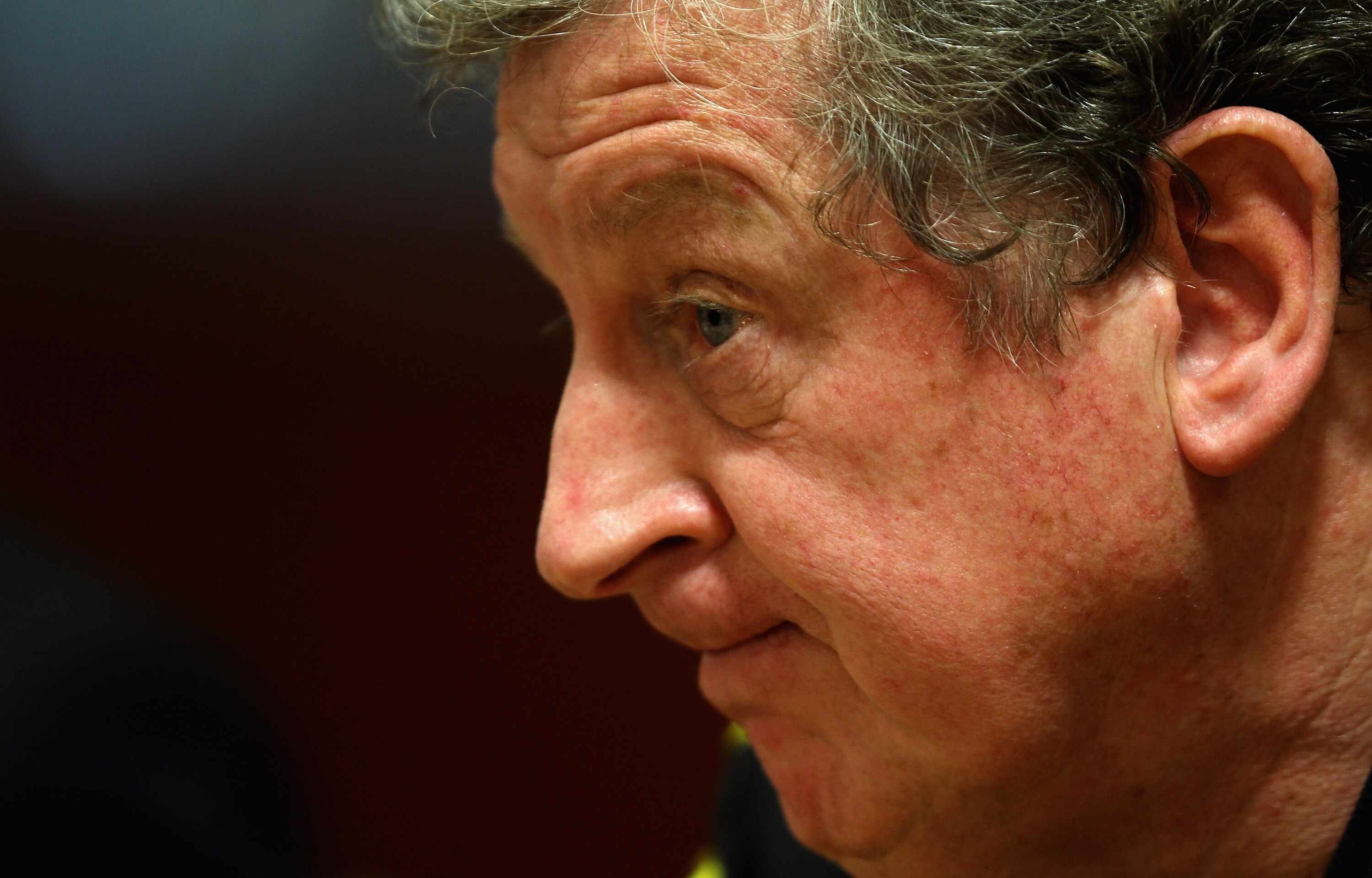 LIVERPOOL, ENGLAND - DECEMBER 14:  Liverpool manager Roy Hodgson thinks before answering a question during the press conference ahead of their UEFA Europa League Group K match against Utrecht at Anfield on December 14, 2010 in Liverpool, England.  (Photo