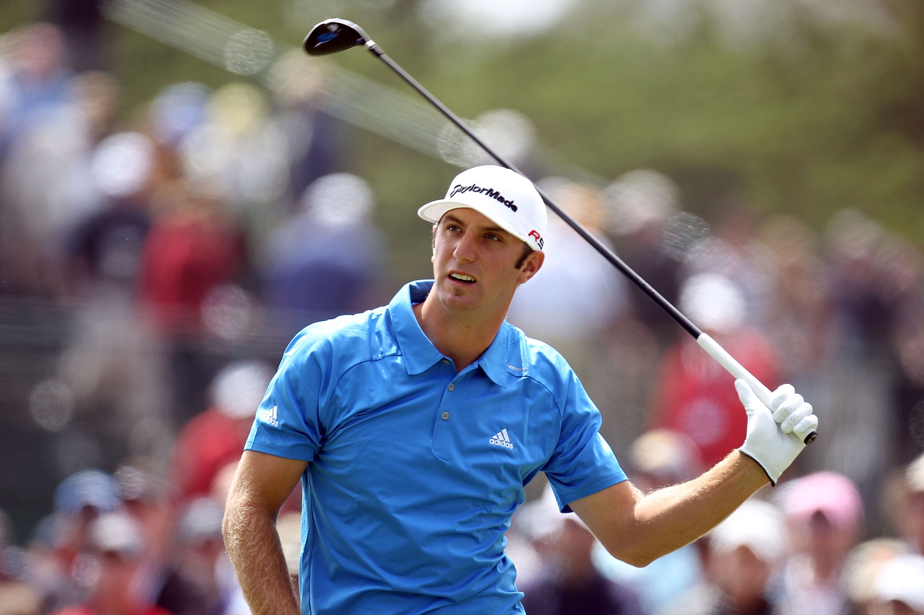 PEBBLE BEACH, CA - JUNE 20:  Dustin Johnson watches his tee shot on the  fourth hole during the final round of the 110th U.S. Open at Pebble Beach Golf Links on June 20, 2010 in Pebble Beach, California.  (Photo by Ross Kinnaird/Getty Images)