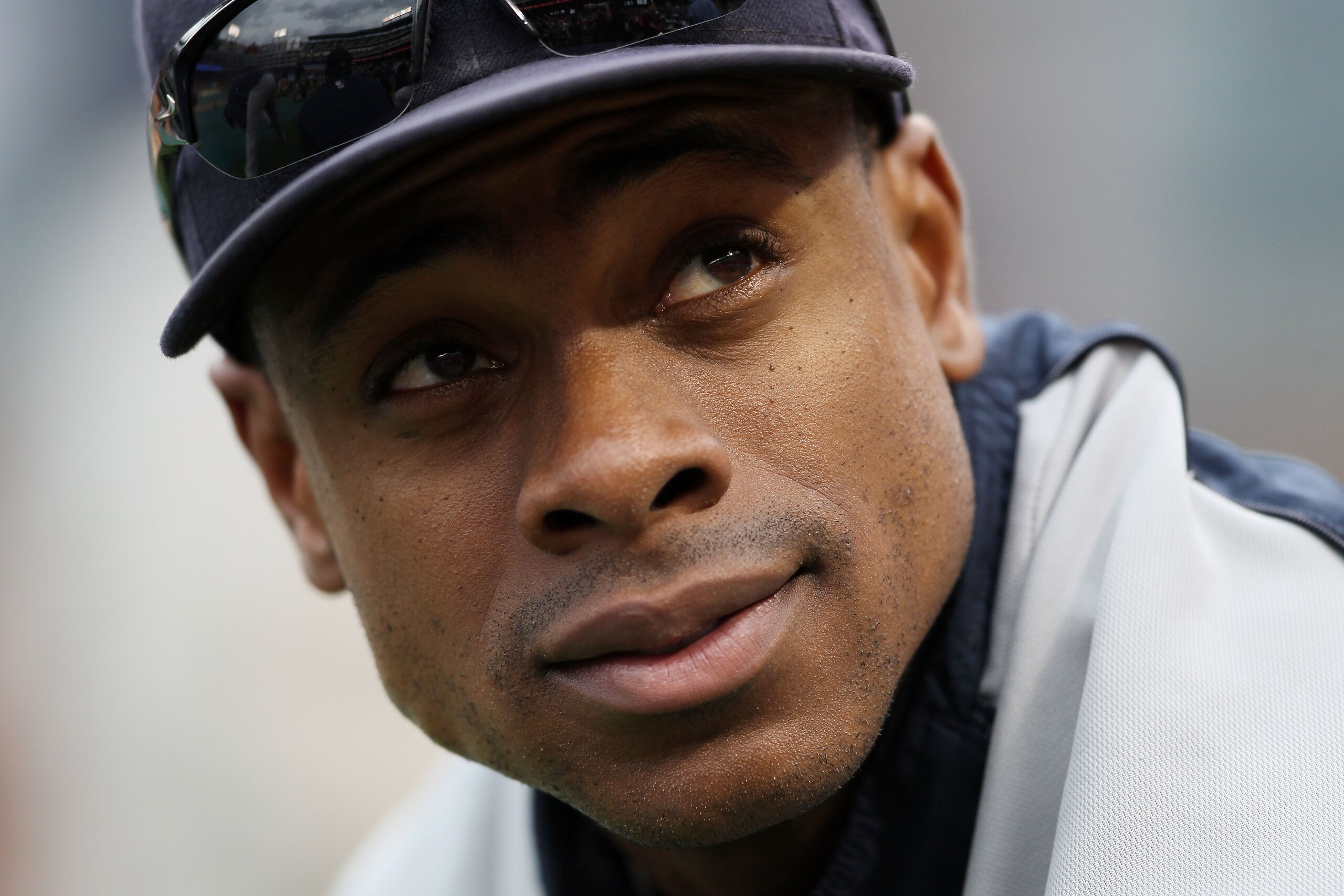 ARLINGTON, TX - OCTOBER 22:  Curtis Granderson #14 of the New York Yankees looks on during batting practice prior to playing the Texas Rangers in Game Six of the ALCS during the 2010 MLB Playoffs at Rangers Ballpark in Arlington on October 22, 2010 in Arl