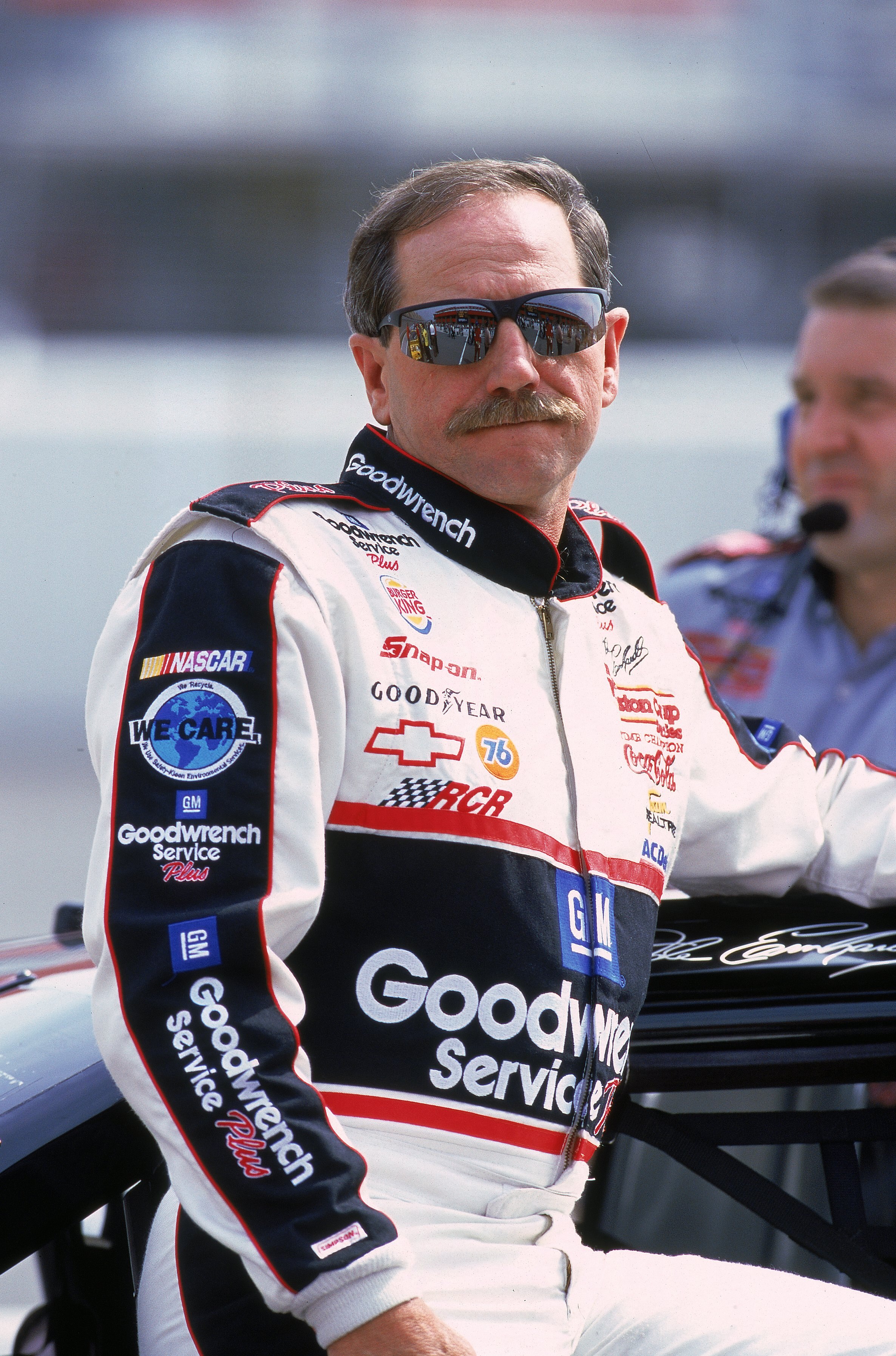 29 Apr 2000: Dale Earnhardt Sr. #3 is watching the action during the NAPA Auto Parts 500, Part of the NASCAR Winston Cup Series, at the California Speedway in Fontana, California. Mandatory Credit: Donald Miralle  /Allsport