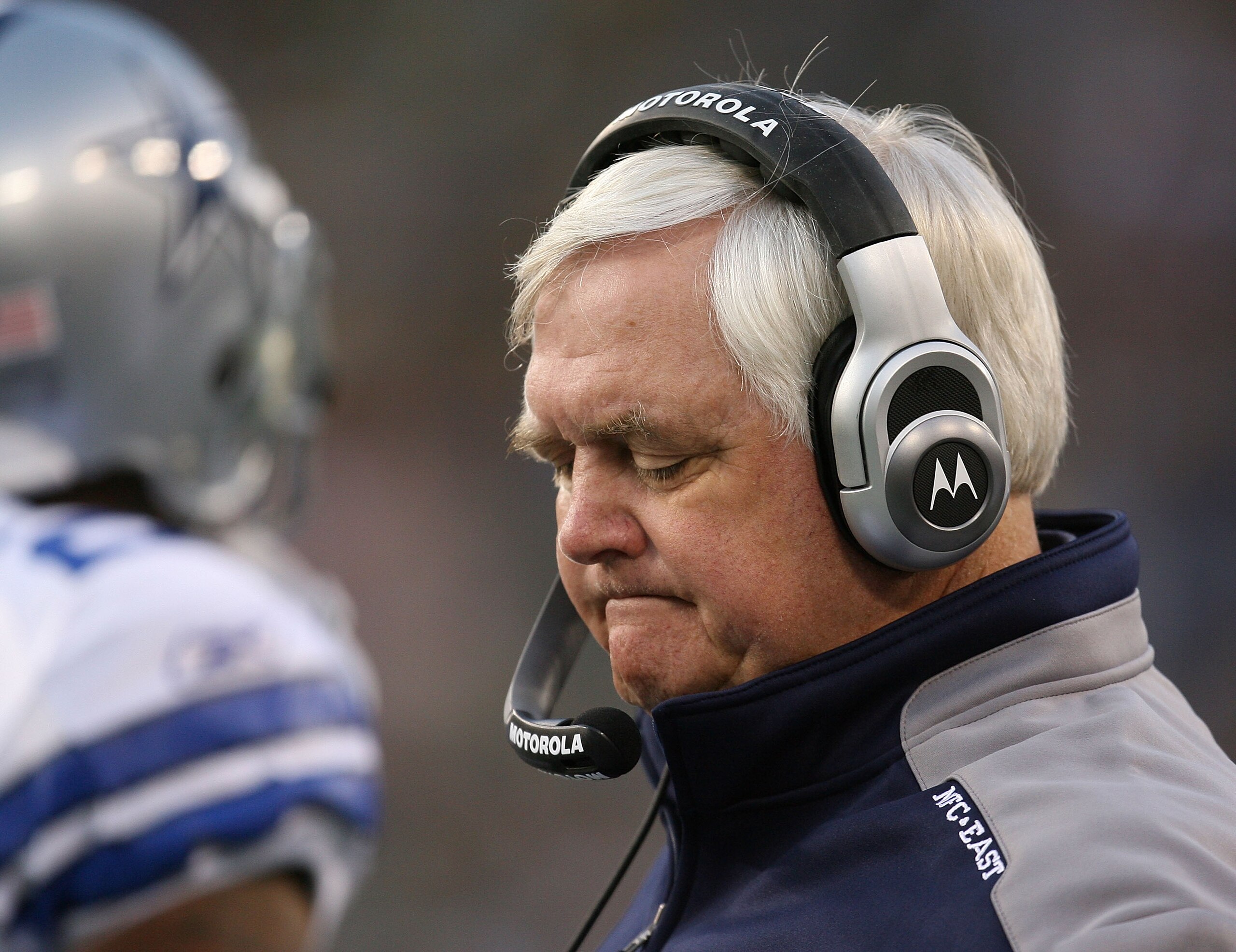 GREEN BAY, WI - NOVEMBER 15: Head coach Wade  Phillips of the Dallas Cowboys reacts as his offense comes off the field during a game against the Green Bay Packers at Lambeau Field on November 15, 2009 in Green Bay, Wisconsin. The Packers defeated the Cowb