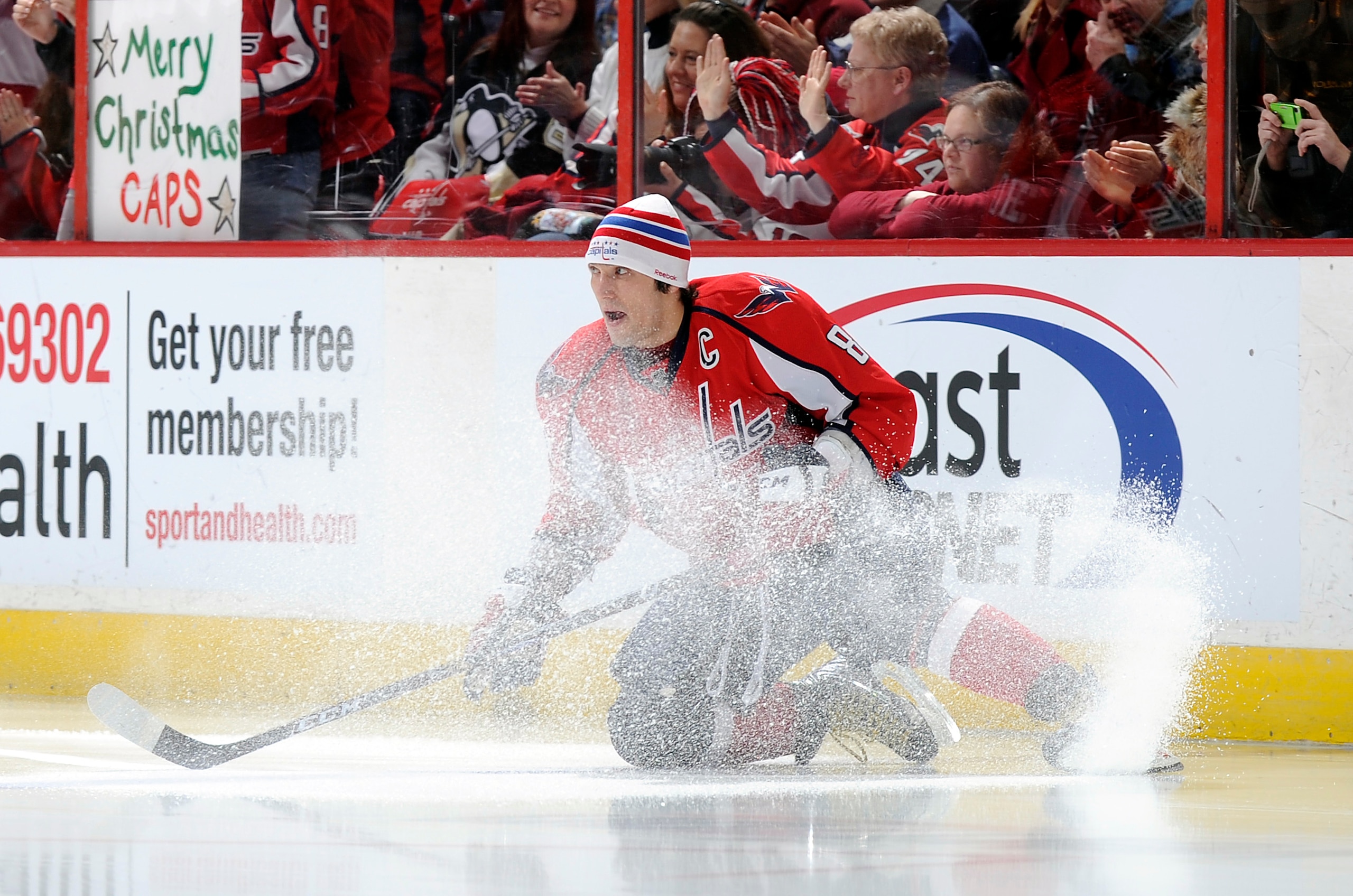 WASHINGTON, DC - DECEMBER 23:  Alex Ovechkin #8 of the Washington Capitals warms up before the game against the Pittsburgh Penguins at the Verizon Center on December 23, 2010 in Washington DC.  (Photo by Greg Fiume/Getty Images)