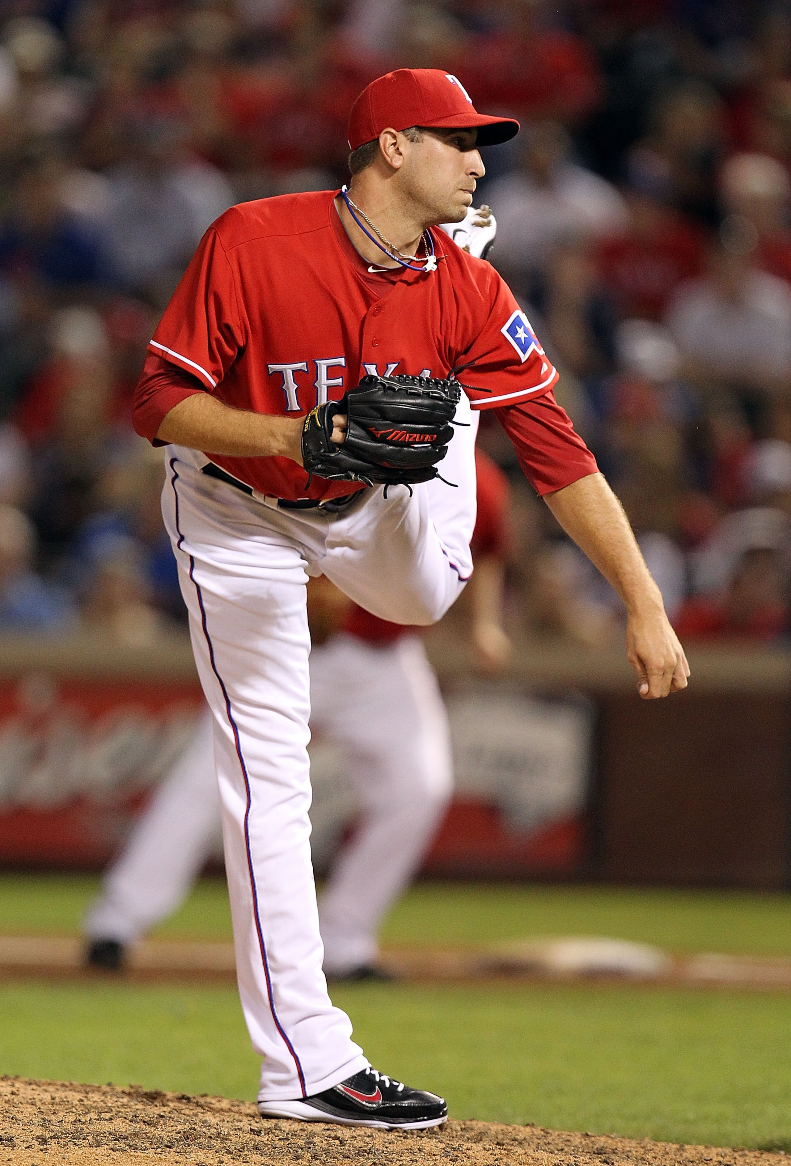 ARLINGTON, TX - OCTOBER 01:  Pitcher Michael Kirkman #62 of the Texas Rangers at Rangers Ballpark in Arlington on October 1, 2010 in Arlington, Texas.  (Photo by Ronald Martinez/Getty Images)