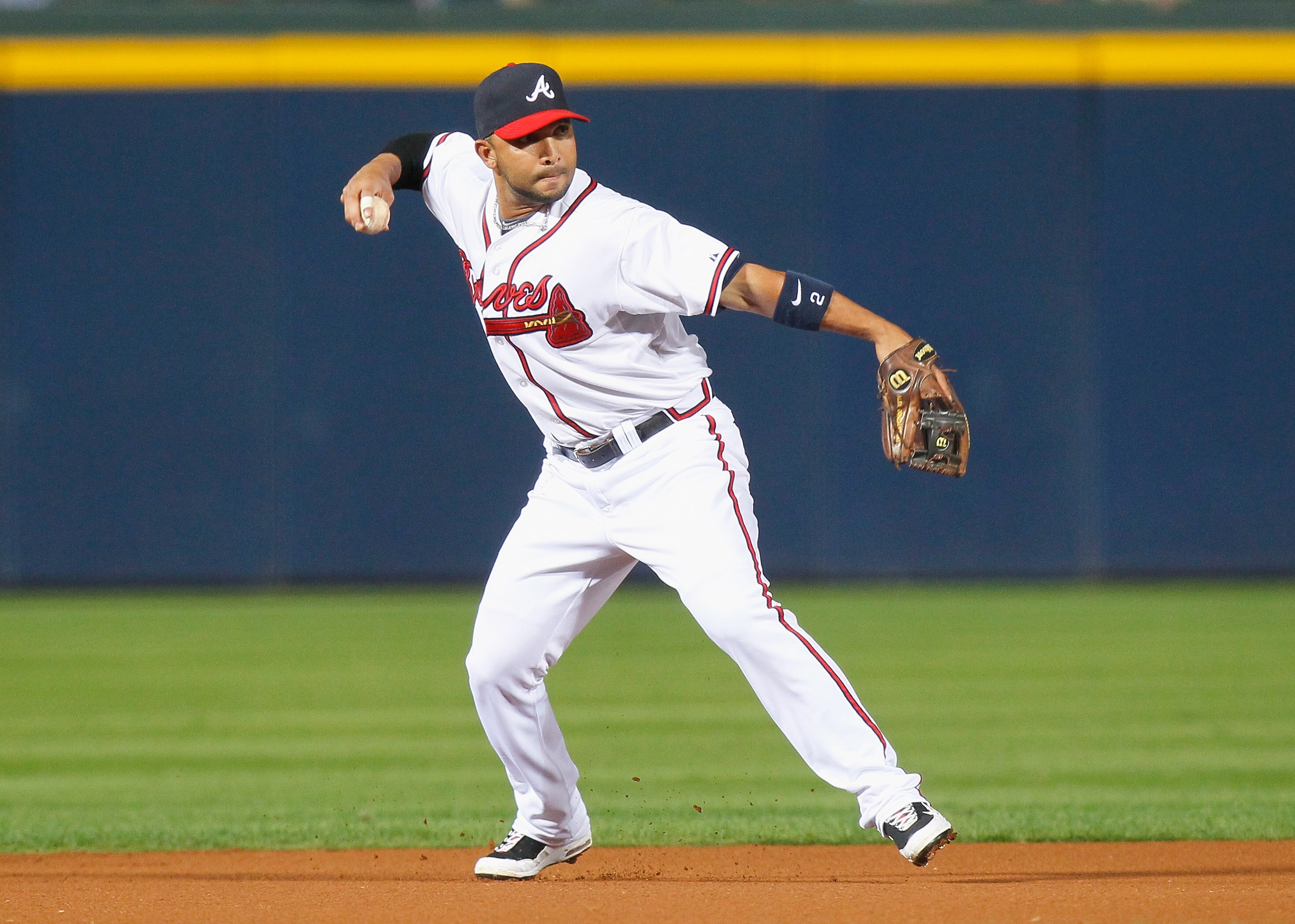 ATLANTA - OCTOBER 11:  Alex Gonzalez #2 of the Atlanta Braves against the San Francisco Giants during Game Four of the NLDS of the 2010 MLB Playoffs at Turner Field on October 11, 2010 in Atlanta, Georgia.  (Photo by Kevin C. Cox/Getty Images)