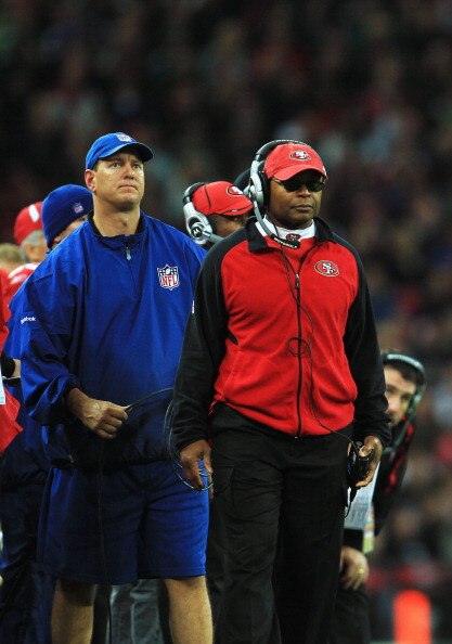 LONDON, ENGLAND - OCTOBER 31:  Mike Singletary head coach of San Francisco 49ers looks on during the NFL International Series match between Denver Broncos and San Francisco 49ers at Wembley Stadium on October 31, 2010 in London, England. This is the fourt