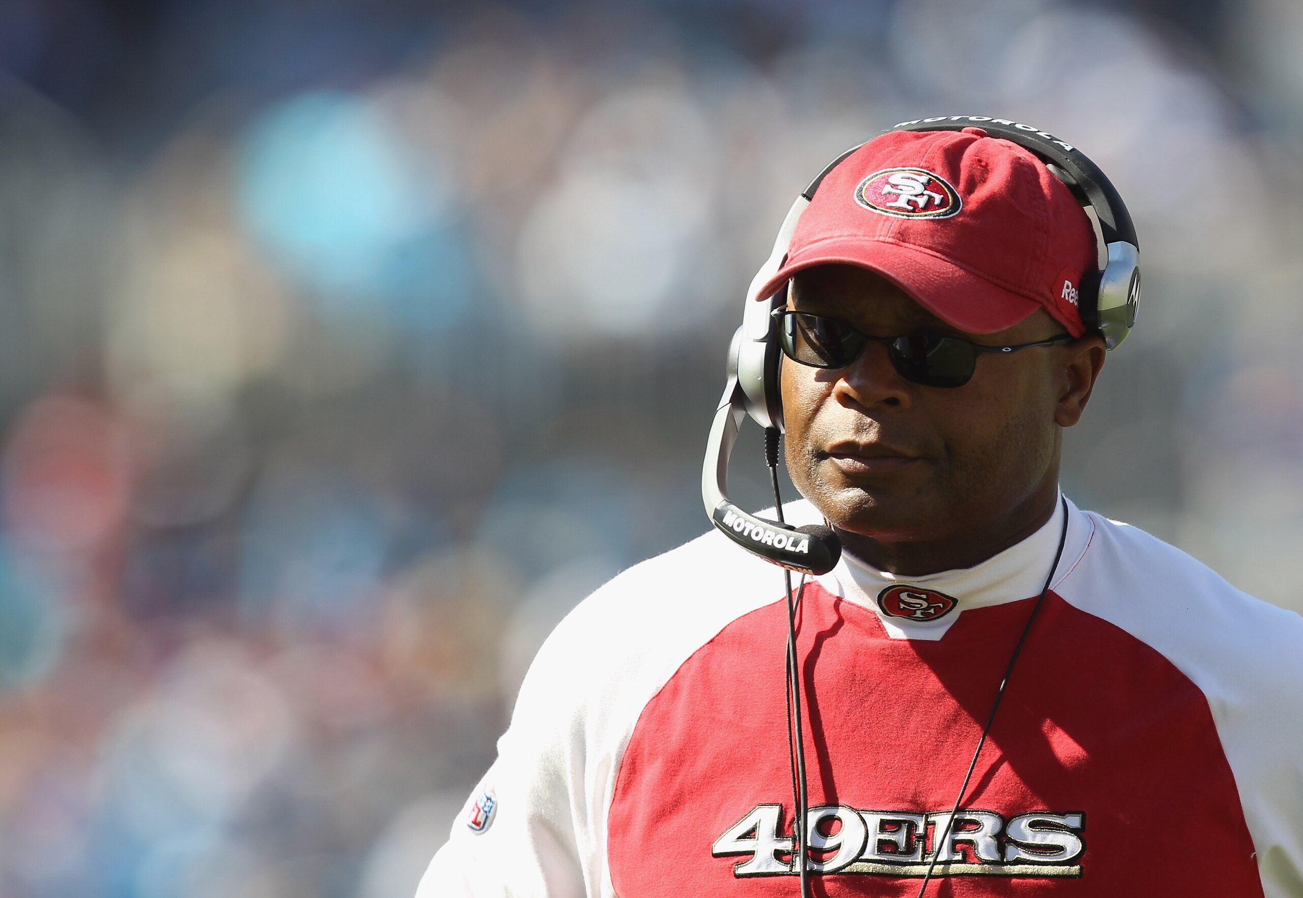 CHARLOTTE, NC - OCTOBER 24:  Head coach Mike Singletary of the San Francisco 49ers watches on against the Carolina Panthers during their game at Bank of America Stadium on October 24, 2010 in Charlotte, North Carolina.  (Photo by Streeter Lecka/Getty Imag