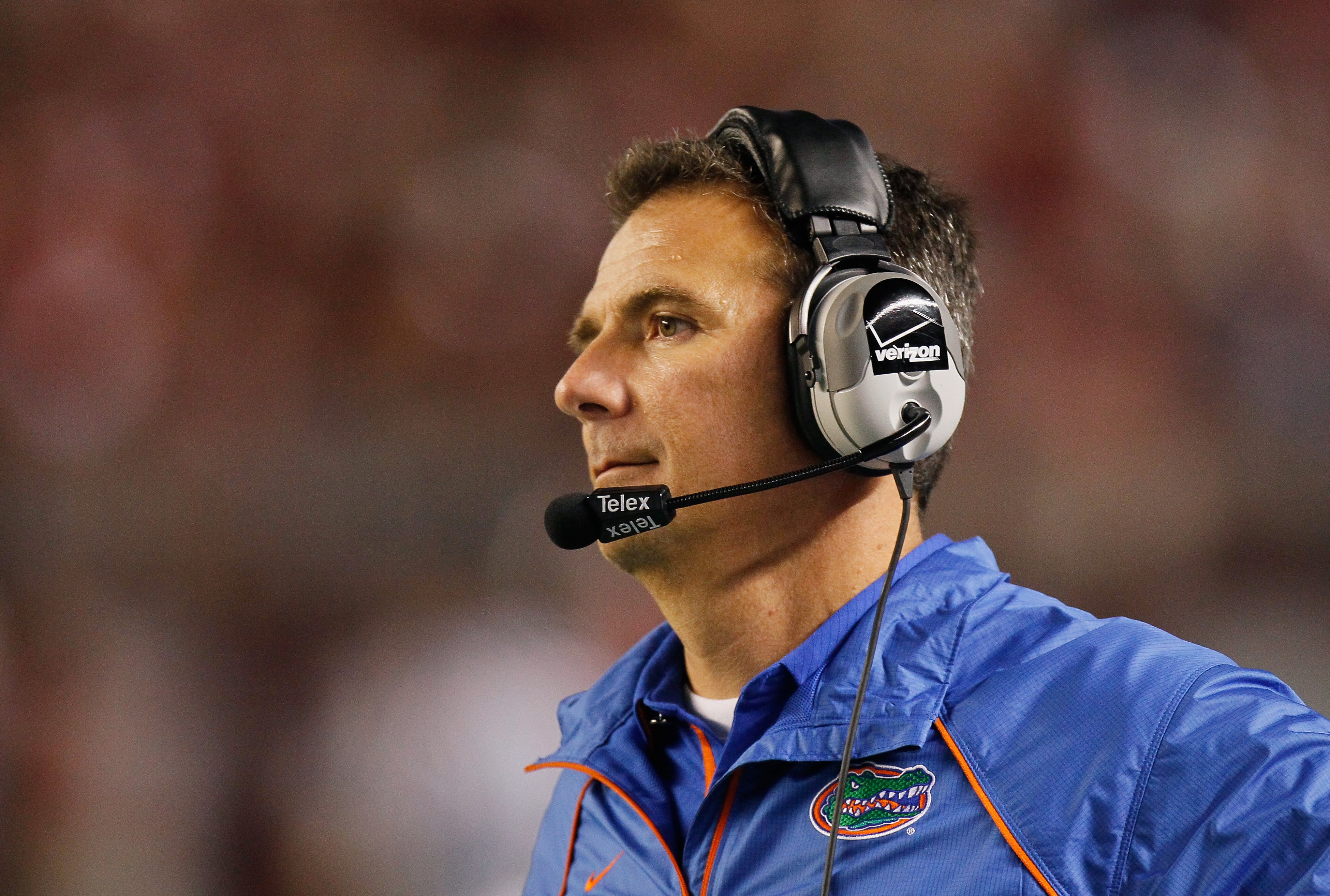 TUSCALOOSA, AL - OCTOBER 02:  Head coach Urban Meyer of the Florida Gators against the Alabama Crimson Tide at Bryant-Denny Stadium on October 2, 2010 in Tuscaloosa, Alabama.  (Photo by Kevin C. Cox/Getty Images)