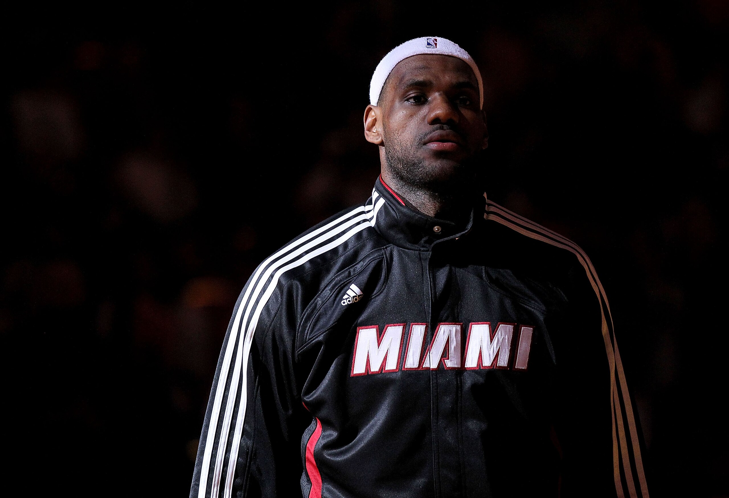 MIAMI, FL - DECEMBER 04: LeBron James #6 of the Miami Heat looks on during pregame against the Atlanta Hawks at American Airlines Arena on December 4, 2010 in Miami, Florida. NOTE TO USER: User expressly acknowledges and agrees that, by downloading and/ MIAMI, FL - DECEMBER 04: LeBron James #6 of the Miami Heat looks on during pregame against the Atlanta Hawks at American Airlines Arena on December 4, 2010 in Miami, Florida. NOTE TO USER: User expressly acknowledges and agrees that, by downloading and/