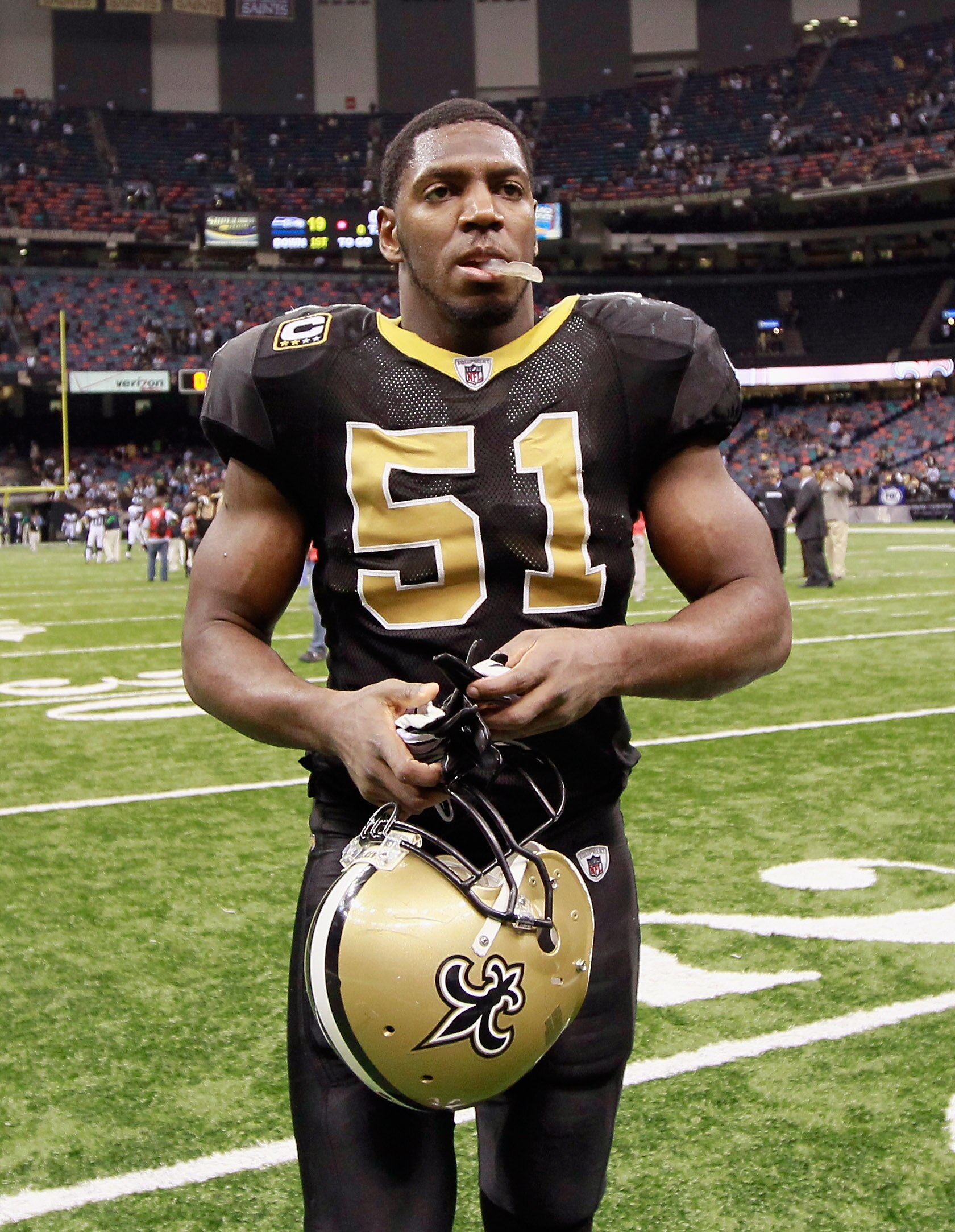NEW ORLEANS - NOVEMBER 21:  Jonathan Vilma #51 of the New Orleans Saints against the Seattle Seahawks at Louisiana Superdome on November 21, 2010 in New Orleans, Louisiana.  (Photo by Kevin C. Cox/Getty Images)