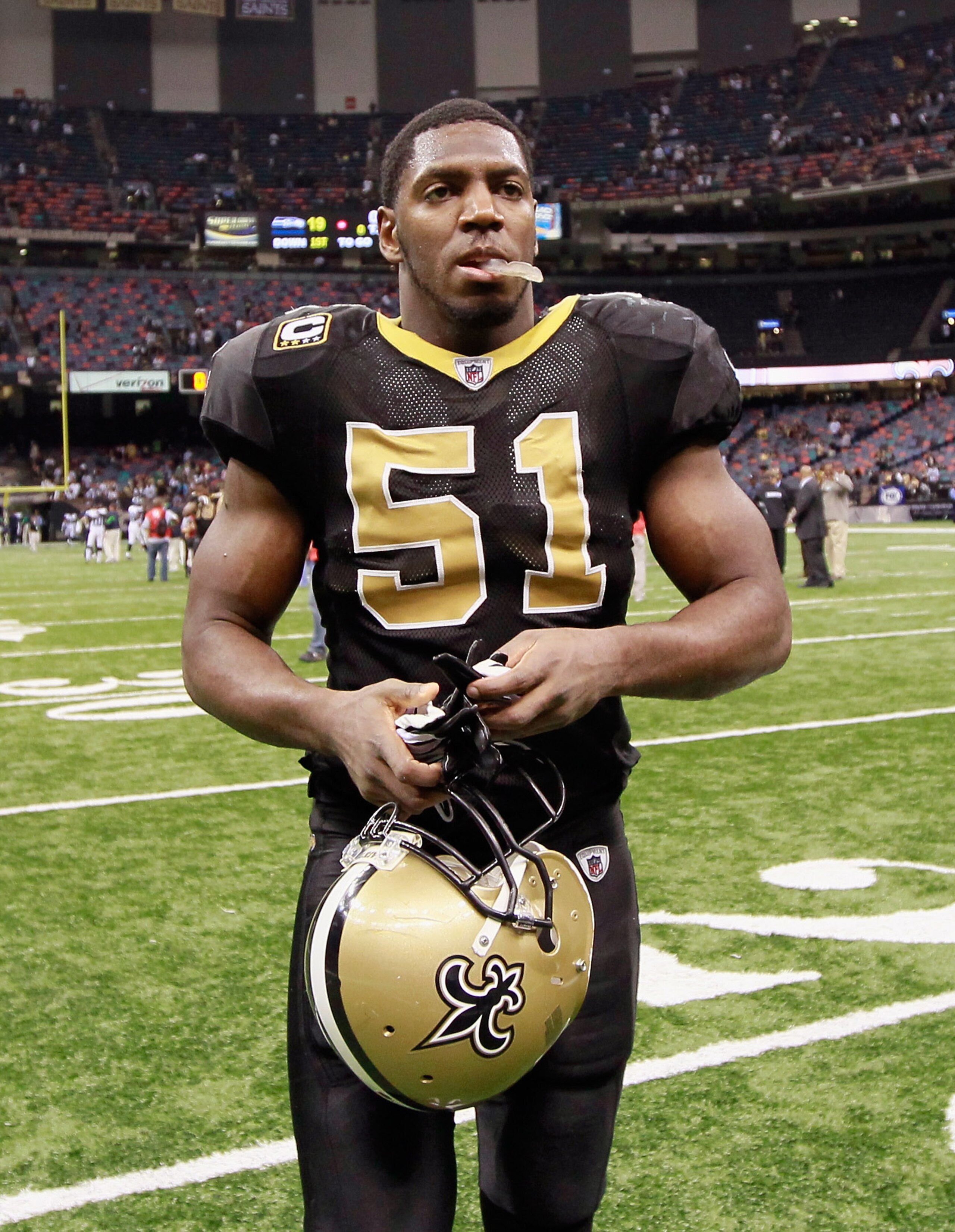 NEW ORLEANS - NOVEMBER 21:  Jonathan Vilma #51 of the New Orleans Saints against the Seattle Seahawks at Louisiana Superdome on November 21, 2010 in New Orleans, Louisiana.  (Photo by Kevin C. Cox/Getty Images)