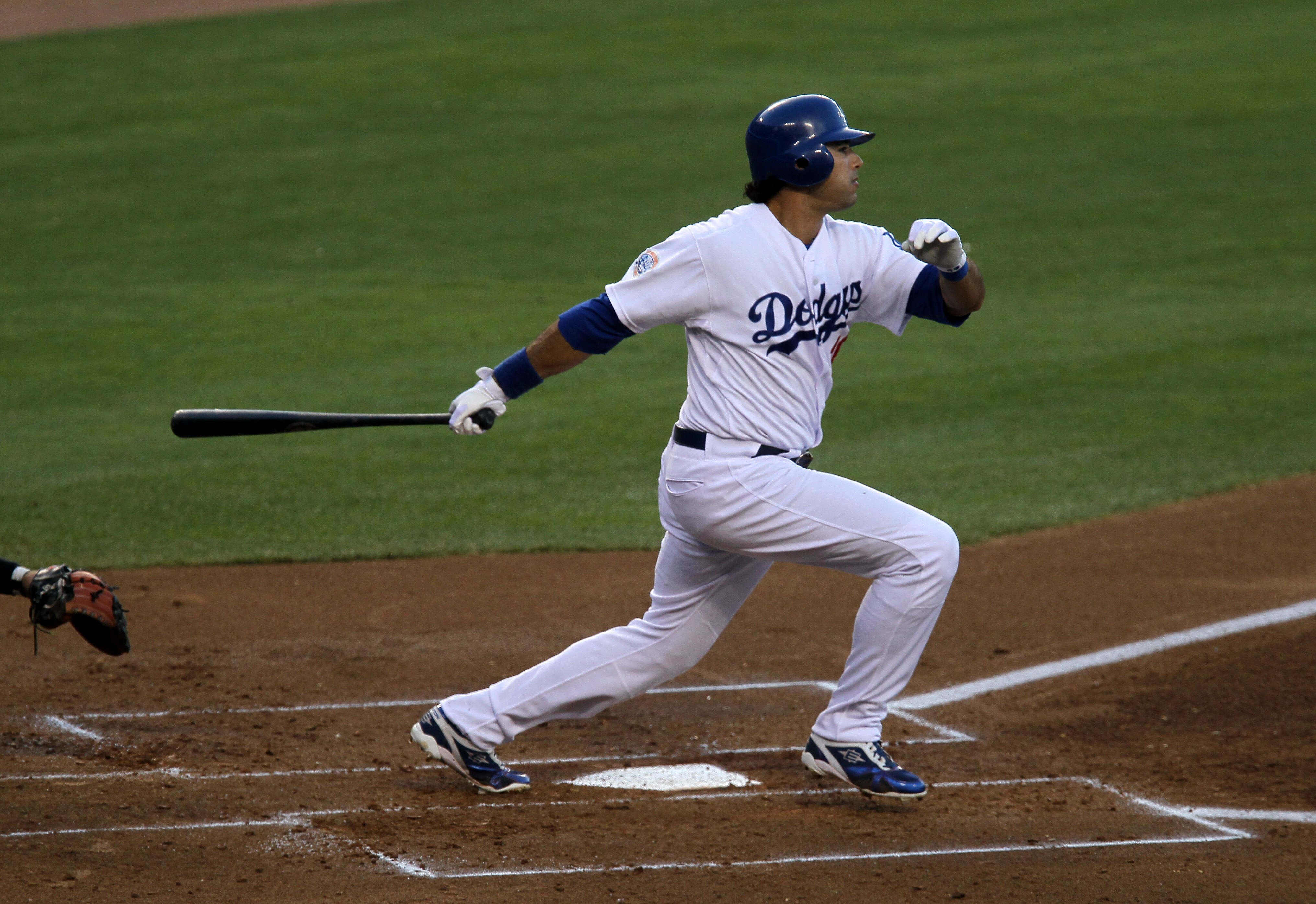 LOS ANGELES, CA - JULY 21:  Andre Ethier #16 of the Los Angeles Dodgers bats against the San Francisco Giants on July 21, 2010 at Dodger Stadium in Los Angeles, California.  The Dodgers won 2-0.  (Photo by Stephen Dunn/Getty Images)