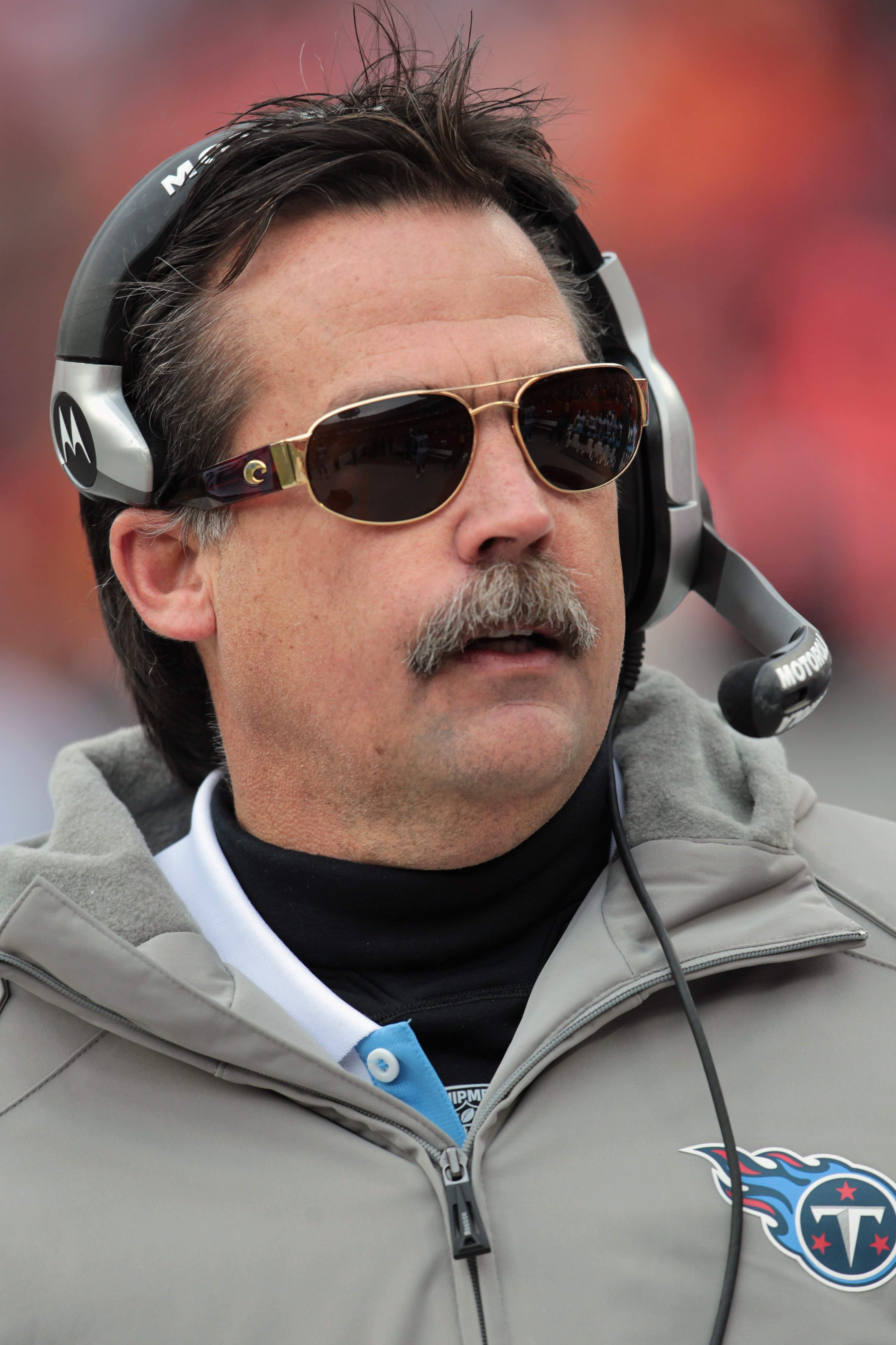 KANSAS CITY, MO - DECEMBER 26:  Head coach Jeff Fisher of the Tennessee Titans looks on from the sidelines during the game against the Kansas City Chiefs on December 26, 2010 at Arrowhead Stadium in Kansas City, Missouri.  (Photo by Jamie Squire/Getty Ima