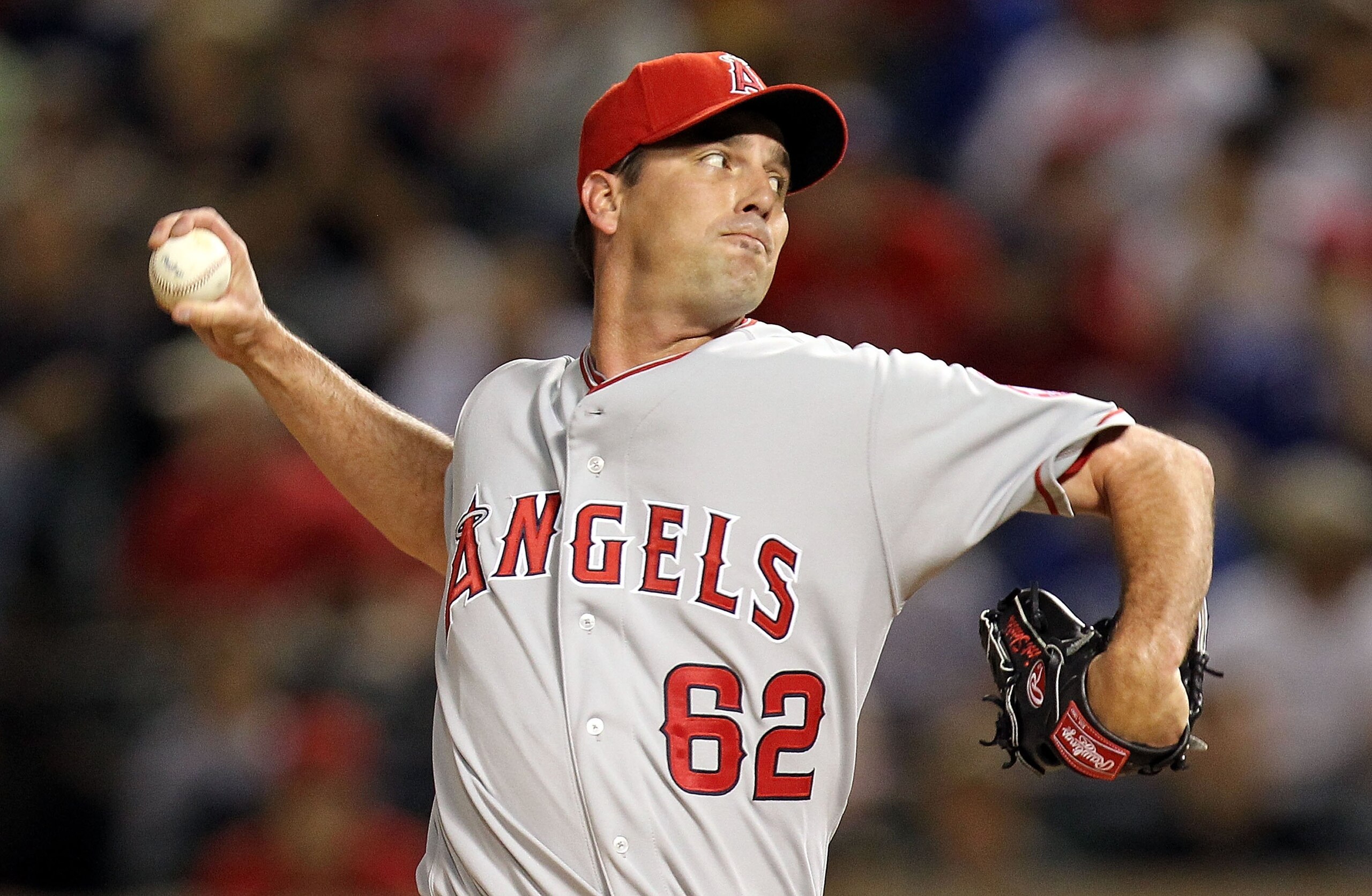 ARLINGTON, TX - MAY 17:  Pitcher Scot Shields #62 of the Los Angeles Angels of Anaheim on May 17, 2010 at Rangers Ballpark in Arlington, Texas.  (Photo by Ronald Martinez/Getty Images)