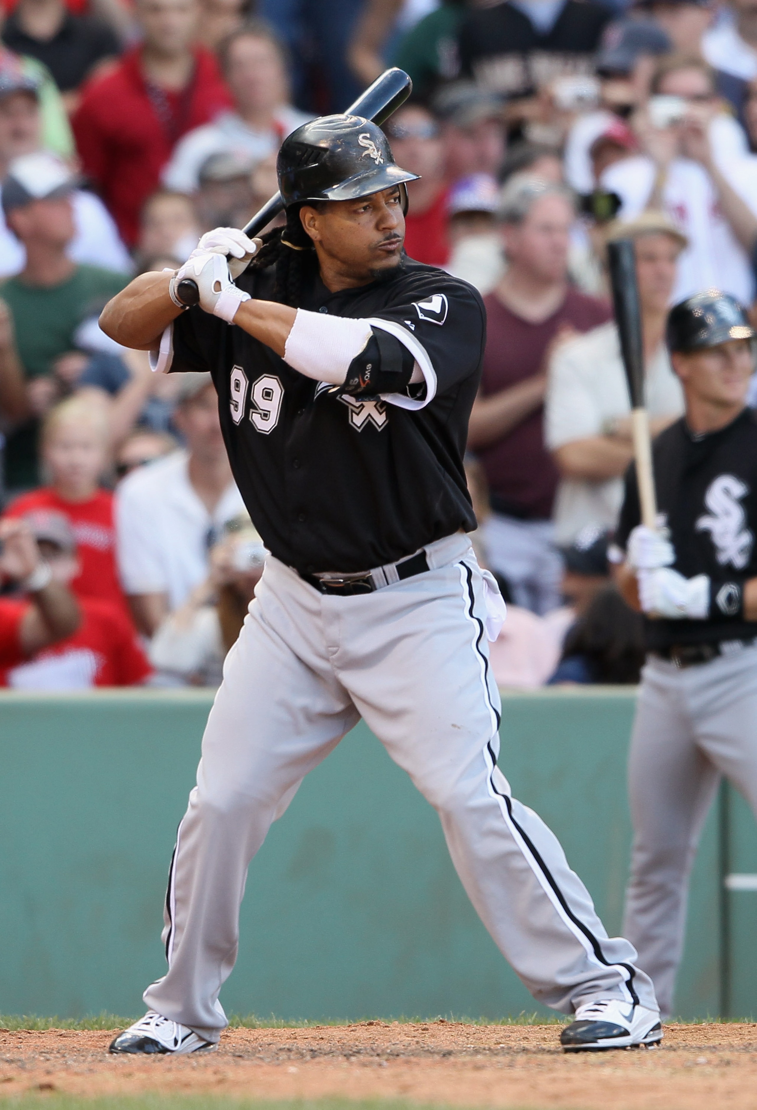 BOSTON - SEPTEMBER 05: Manny Ramirez #99 of the Chicago White Sox pinch hits in the eighth inning against the Boston Red Sox on September 5, 2010 at Fenway Park in Boston, Massachusetts. (Photo by Elsa/Getty Images) BOSTON - SEPTEMBER 05: Manny Ramirez #99 of the Chicago White Sox pinch hits in the eighth inning against the Boston Red Sox on September 5, 2010 at Fenway Park in Boston, Massachusetts. (Photo by Elsa/Getty Images)