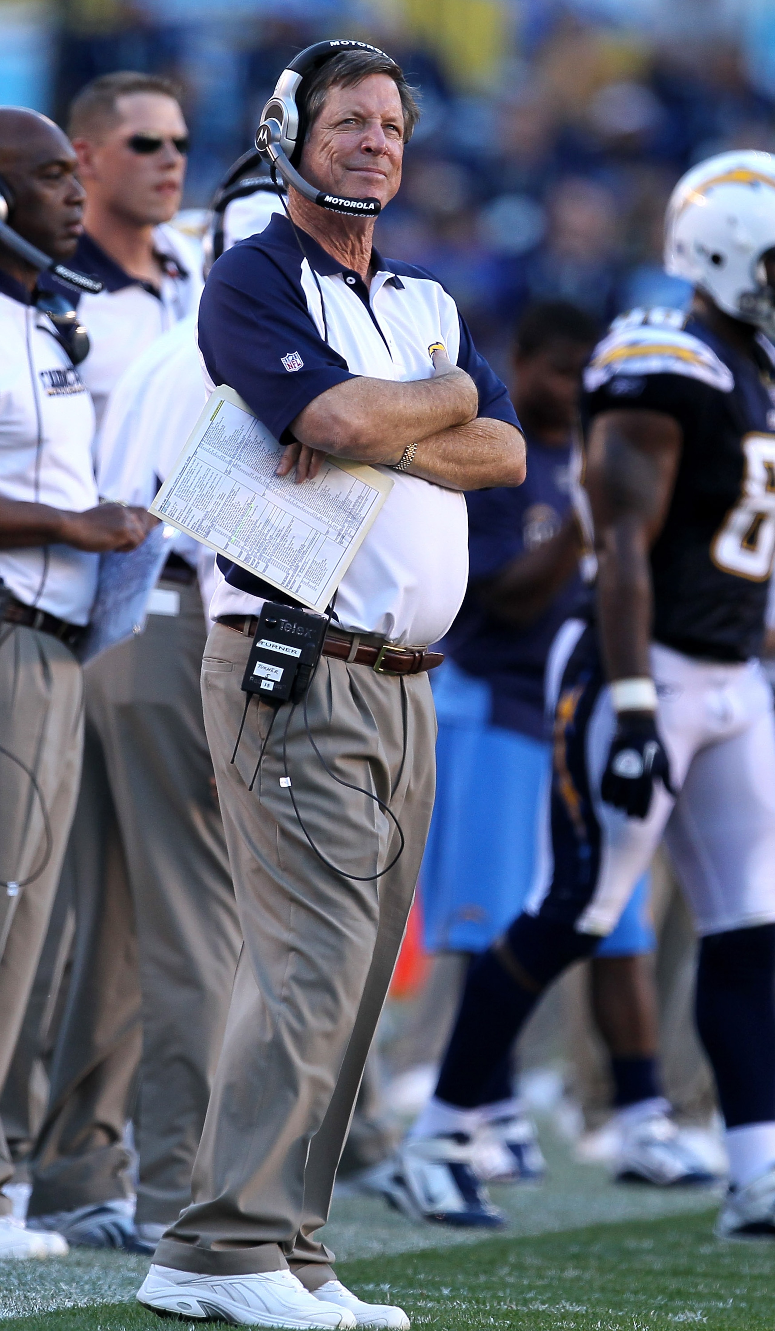 SAN DIEGO - DECEMBER 12:  Head coach Norv Turner of the San Diego Chargers looks on in the game with the Kansas City Chiefs at Qualcomm Stadium on December 12, 2010 in San Diego, California.  the Chargers won 31-0.  (Photo by Stephen Dunn/Getty Images)