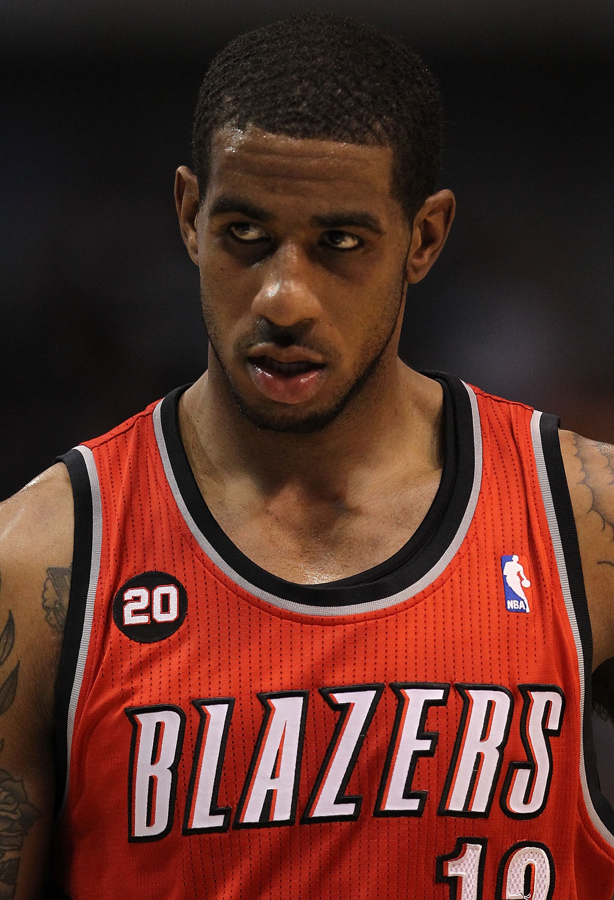 DALLAS, TX - DECEMBER 15:  LaMarcus Aldridge #12 of the Portland Trail Blazers at American Airlines Center on December 15, 2010 in Dallas, Texas. NOTE TO USER: User expressly acknowledges and agrees that, by downloading and or using this photograph, User