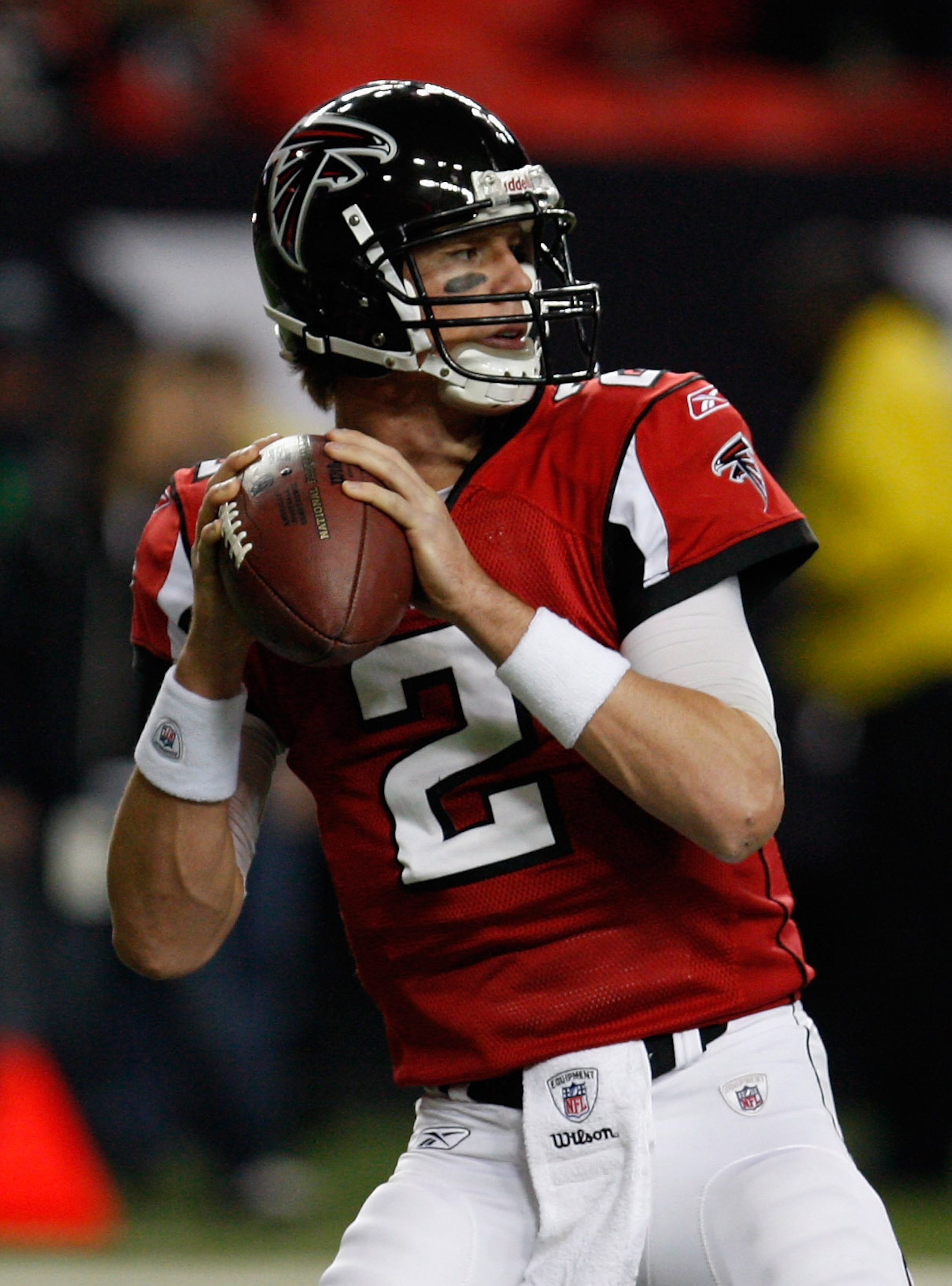 ATLANTA, GA - DECEMBER 27:  Quarterback Matt Ryan #2 of the Atlanta Falcons throws a pass during warm-ups prior to the start of the game against the New Orleans Saints at the Georgia Dome on December 27, 2010 in Atlanta, Georgia.  (Photo by Scott Halleran