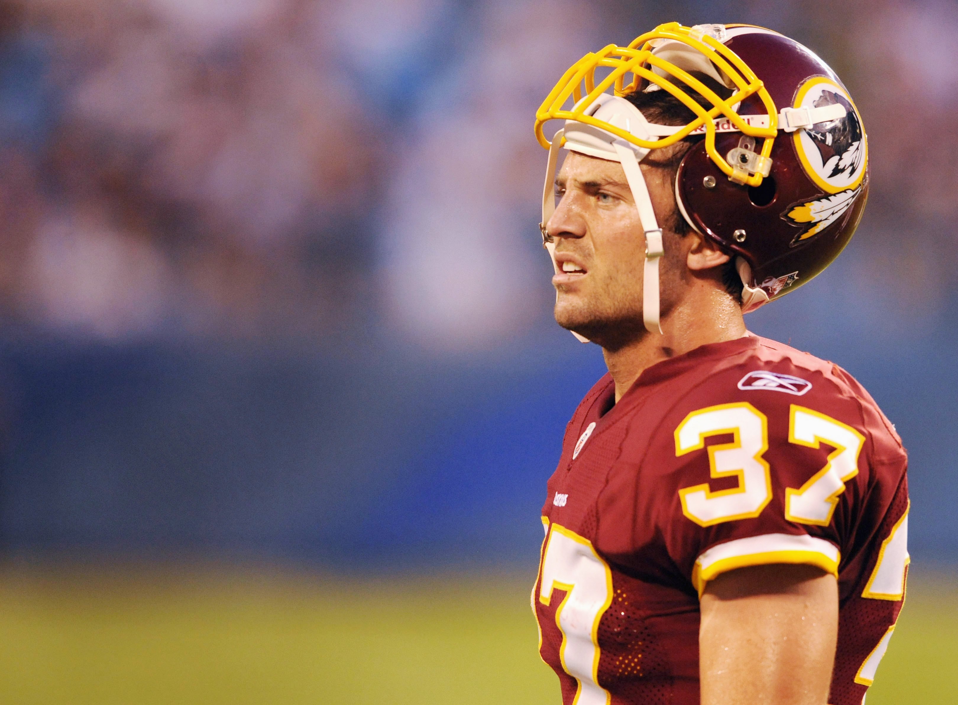 CHARLOTTE, NC - AUGUST 23  Safety Reed Doughty #37 of the Washington Redskins looks over at the sideline during the NFL preseason game against the Carolina Panthers at Bank of America Stadium on August, 23, 2008 in Charlotte, North Carolina. (Photo by Ste