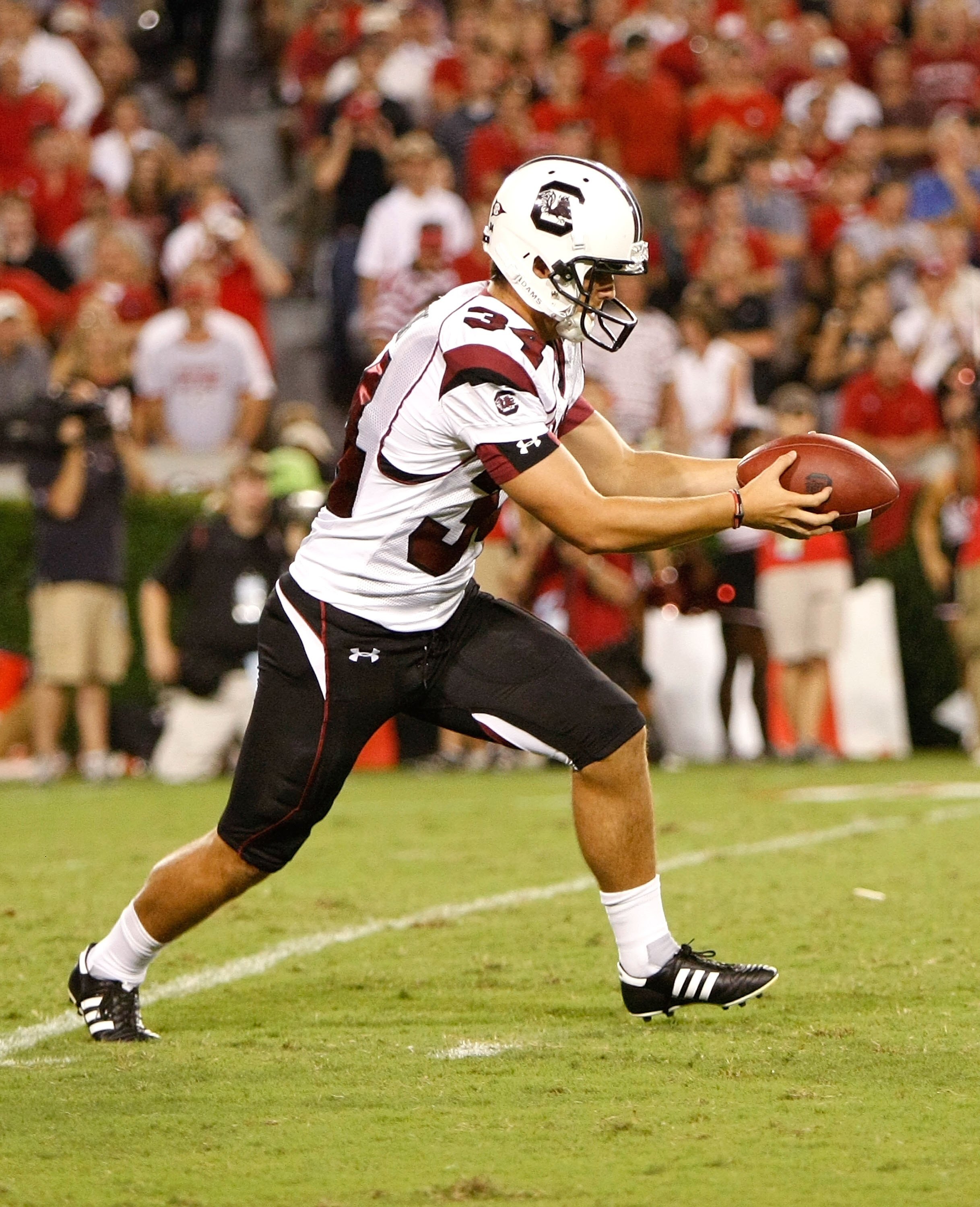 ATHENS, GA - SEPTEMBER 12:  Punter Spencer Lanning #34 of the South Carolina Gamecocks against the Georgia Bulldogs at Sanford Stadium on September 12, 2009 in Athens, Georgia.  (Photo by Kevin C. Cox/Getty Images)