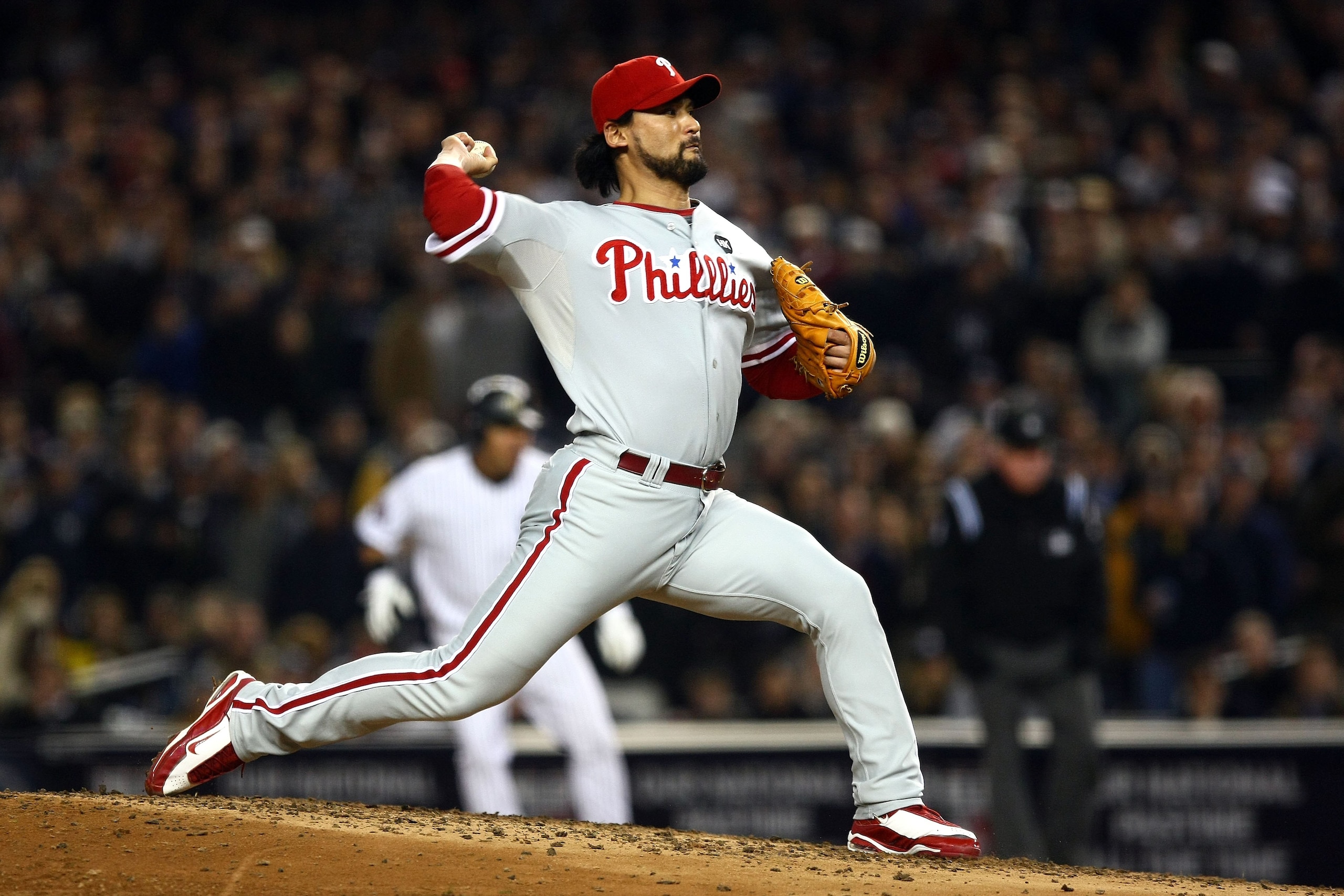 NEW YORK - OCTOBER 29: Chan Ho Park #61 of the Philadelphia Phillies throws a pitch against the New York Yankees in Game Two of the 2009 MLB World Series at Yankee Stadium on October 29, 2009 in the Bronx borough of New York City. (Photo by Chris McGrat NEW YORK - OCTOBER 29: Chan Ho Park #61 of the Philadelphia Phillies throws a pitch against the New York Yankees in Game Two of the 2009 MLB World Series at Yankee Stadium on October 29, 2009 in the Bronx borough of New York City. (Photo by Chris McGrat