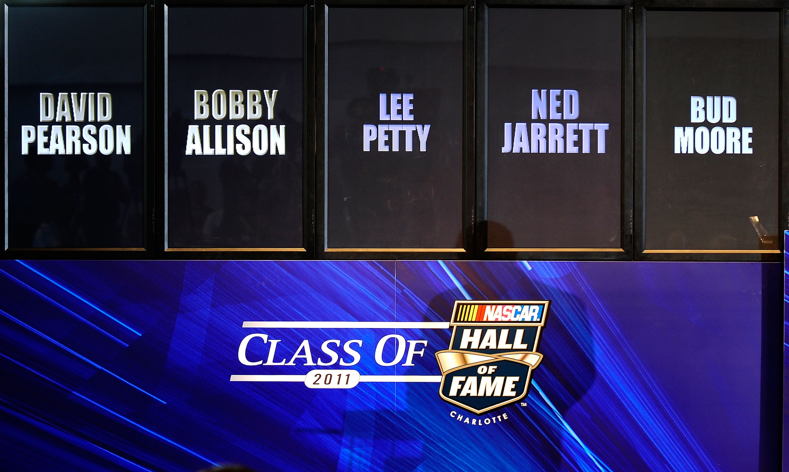 CHARLOTTE, NC - OCTOBER 13:   The 2011 NASCAR Hall of Fame class is displayed during NASCAR Hall of Fame Voting Day at the NASCAR Hall of Fame on October 13, 2010 in Charlotte, North Carolina.  (Photo by Rusty Jarrett/Getty Images for NASCAR)