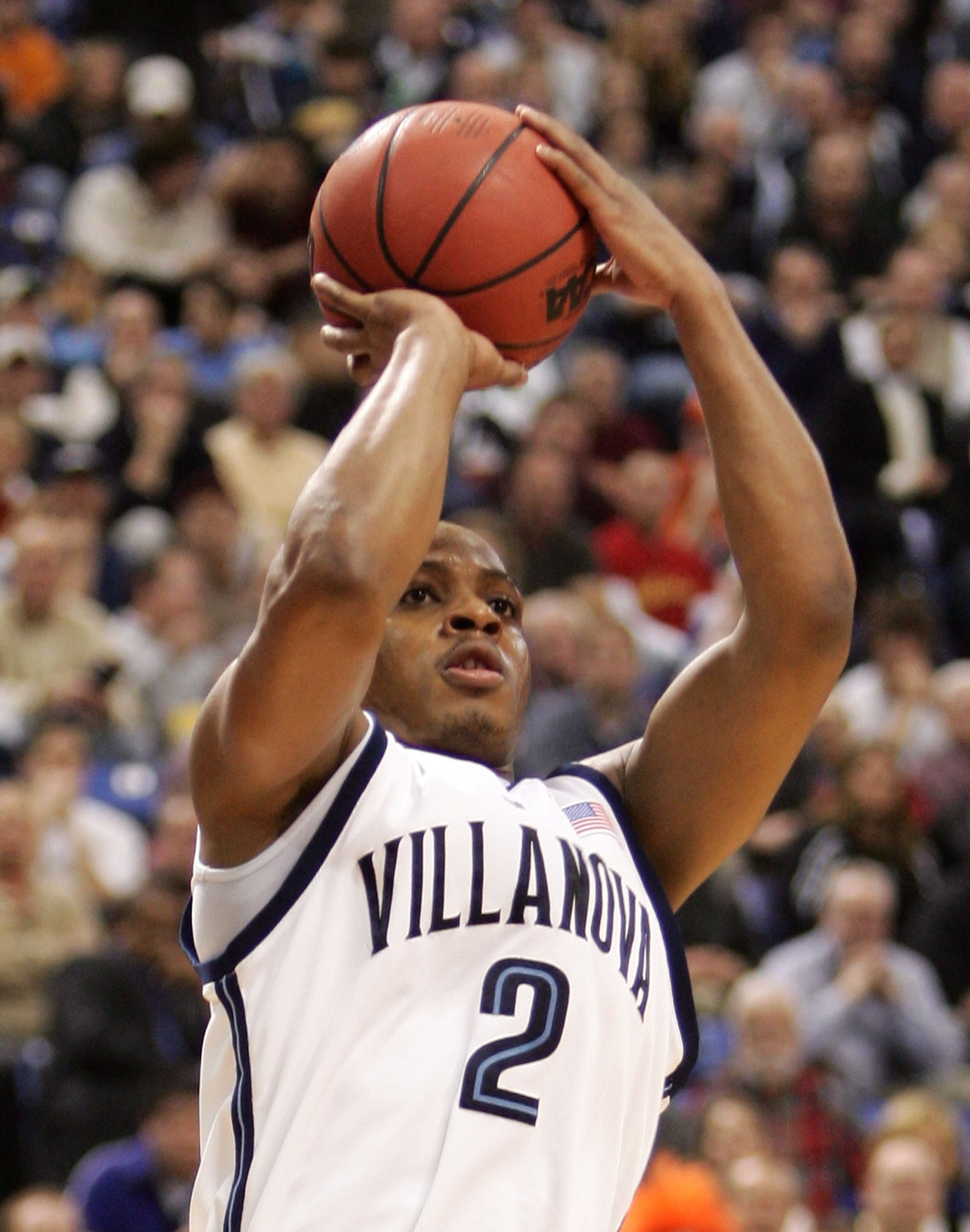 MINNEAPOLIS, MN - MARCH 26:  Randy Foye #2 of the Villanova Wildcats attempts a shot against the Florida Gators during their Minneapolis Regional Final of the 2006 NCAA Divison I Men's Basketball Tournament March 26, 2006 at the Hubert H. Humphrey Metrodo