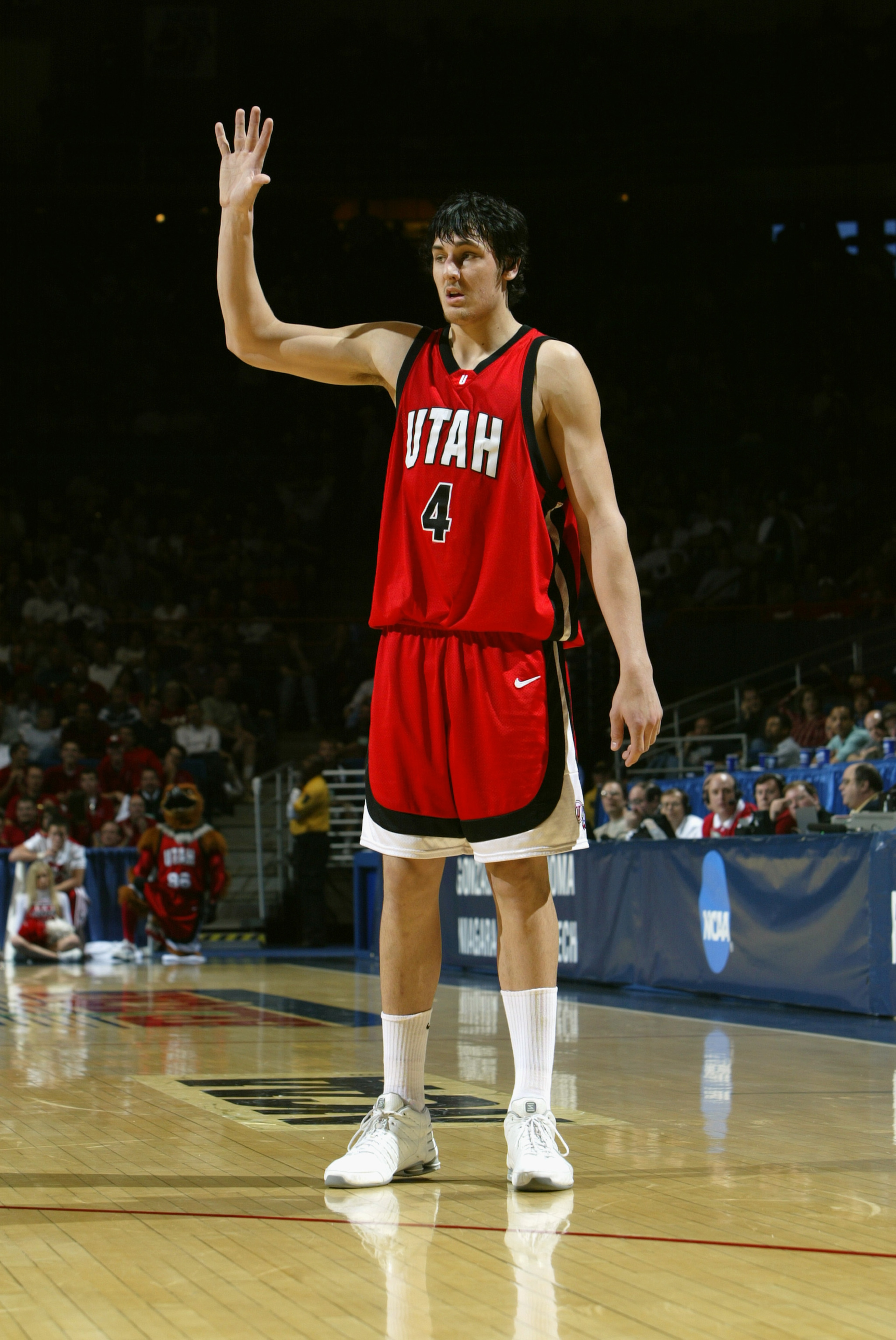TUCSON, AZ - MARCH 19: Andrew Bogut #4 of the University of Utah Utes is on the court against the University of Oklahoma Sooners during the second round of the NCAA Men's Basketball Championship on March 19, 2005 in McKale Center Arizona, Tucson. The Ute TUCSON, AZ - MARCH 19: Andrew Bogut #4 of the University of Utah Utes is on the court against the University of Oklahoma Sooners during the second round of the NCAA Men's Basketball Championship on March 19, 2005 in McKale Center Arizona, Tucson. The Ute