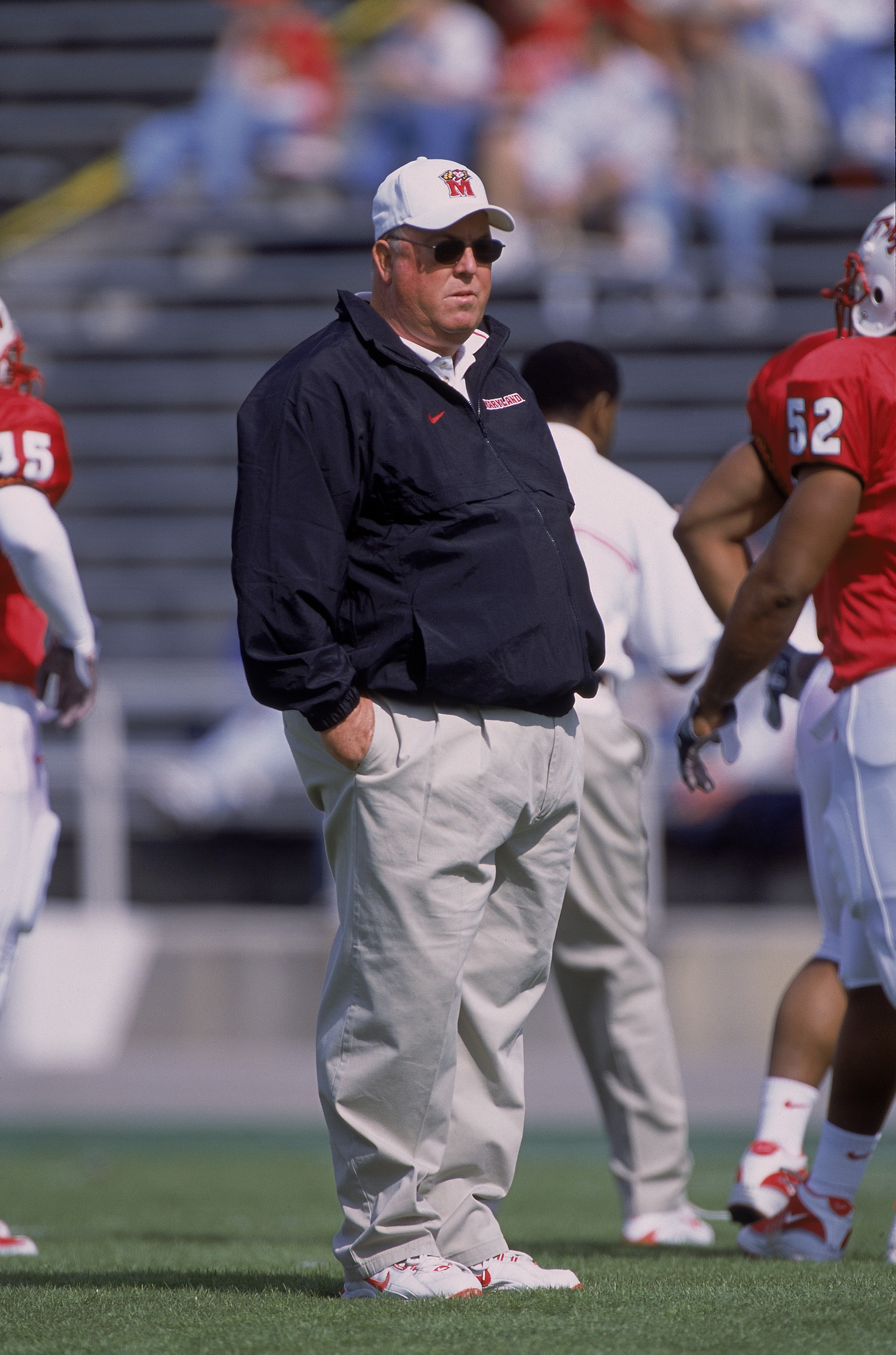 29 Sep 2001:  Head Coach Ralph Friedgen of the Maryland Terrapins watches from the sidelines during the game against the West Virginia Mountainieers at Byrd Stadium in College Park, Maryland.  The Terrapins defeated the Mountaineers 32-20.Mandatory Credit