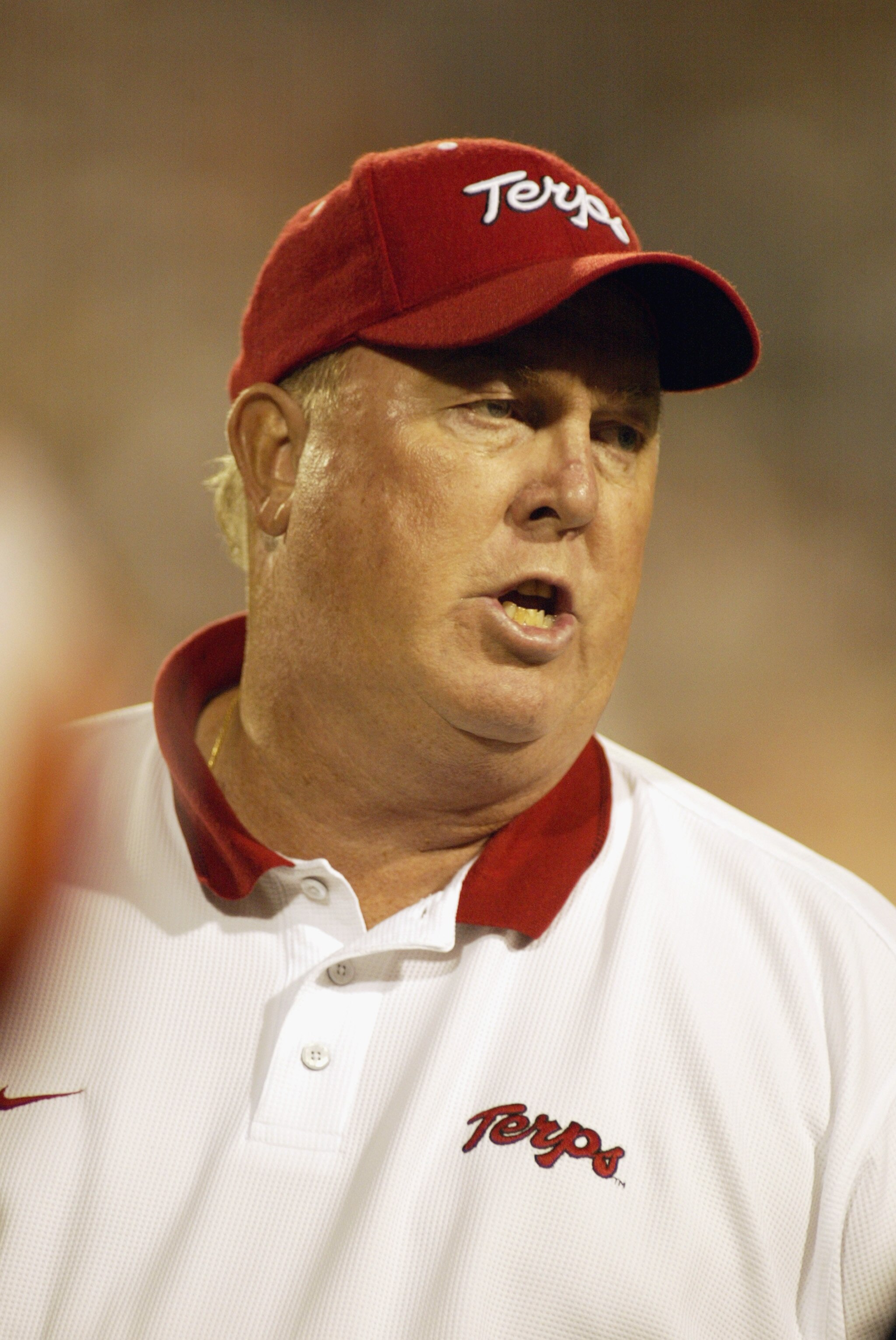 COLLEGE PARK, MARYLAND - SEPTEMBER  14:  Ralph Friedgen head coach of the University of Maryland Terrapins yells during the ACC game against the Florida State University Seminoles on September 14, 2002 at Byrd Stadium in College Park, Maryland. FSU won, 3