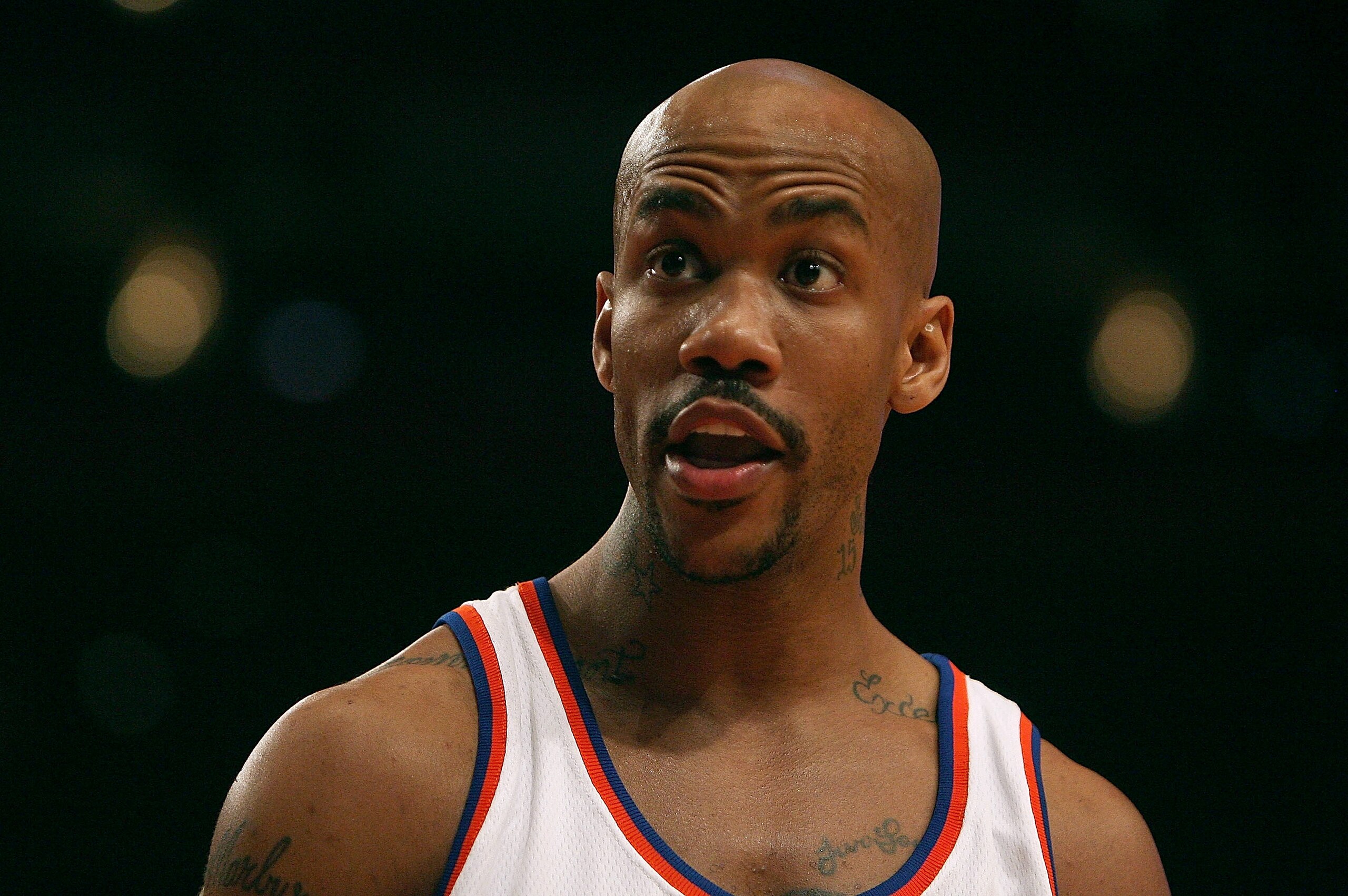 NEW YORK - JANUARY 09: Stephon Marbury #3 of the New York Knicks questions a call against the Houston Rockets on January 9, 2008 at Madison Square Garden in New York City. NOTE TO USER: User expressly acknowledges and agrees that, by downloading and/or u NEW YORK - JANUARY 09: Stephon Marbury #3 of the New York Knicks questions a call against the Houston Rockets on January 9, 2008 at Madison Square Garden in New York City. NOTE TO USER: User expressly acknowledges and agrees that, by downloading and/or u