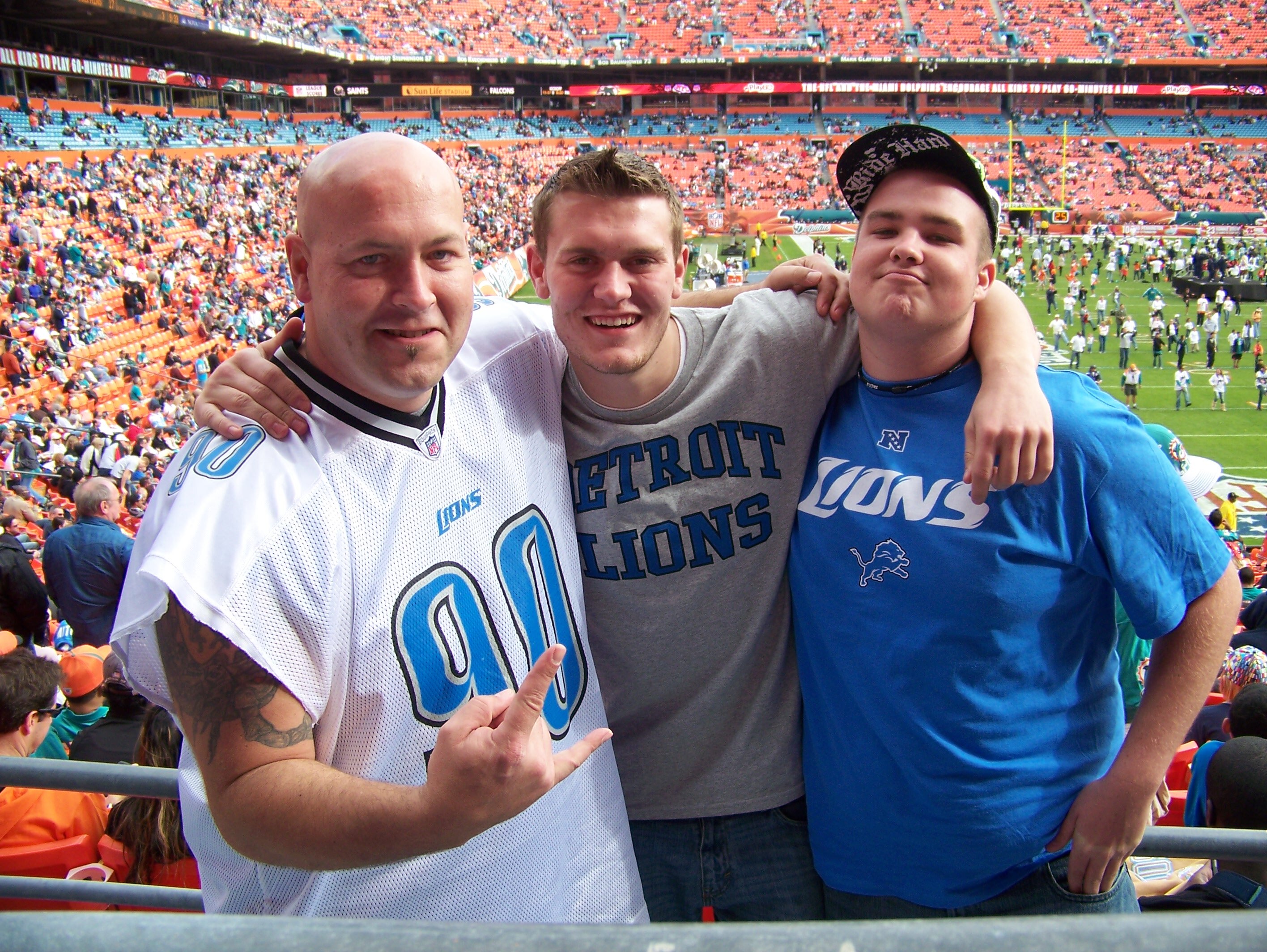 HaMMeR, Geoffery, and Shay the birthday boy who would celebrate his first Detroit Lions game in style!