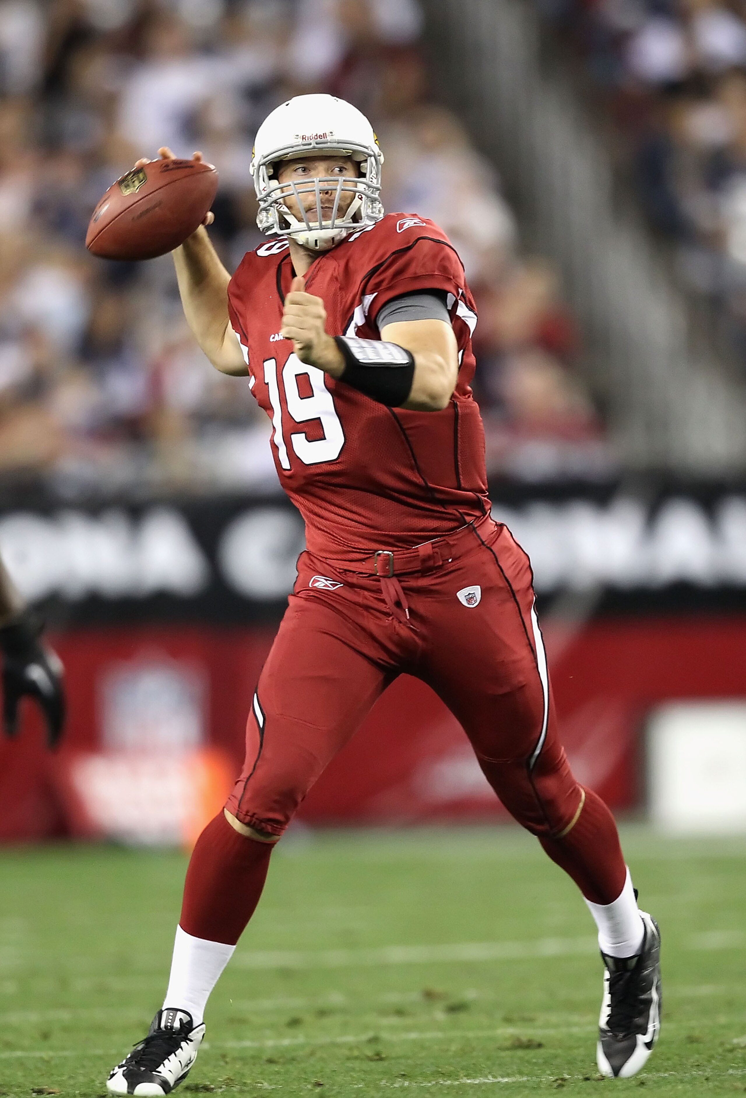 GLENDALE, AZ - DECEMBER 25: Quarterback John Skelton #19 of the Arizona Cardinals drops back to pass during the NFL game against the Dallas Cowboys at the University of Phoenix Stadium on December 25, 2010 in Glendale, Arizona. The Cardinals defeated the GLENDALE, AZ - DECEMBER 25: Quarterback John Skelton #19 of the Arizona Cardinals drops back to pass during the NFL game against the Dallas Cowboys at the University of Phoenix Stadium on December 25, 2010 in Glendale, Arizona. The Cardinals defeated the