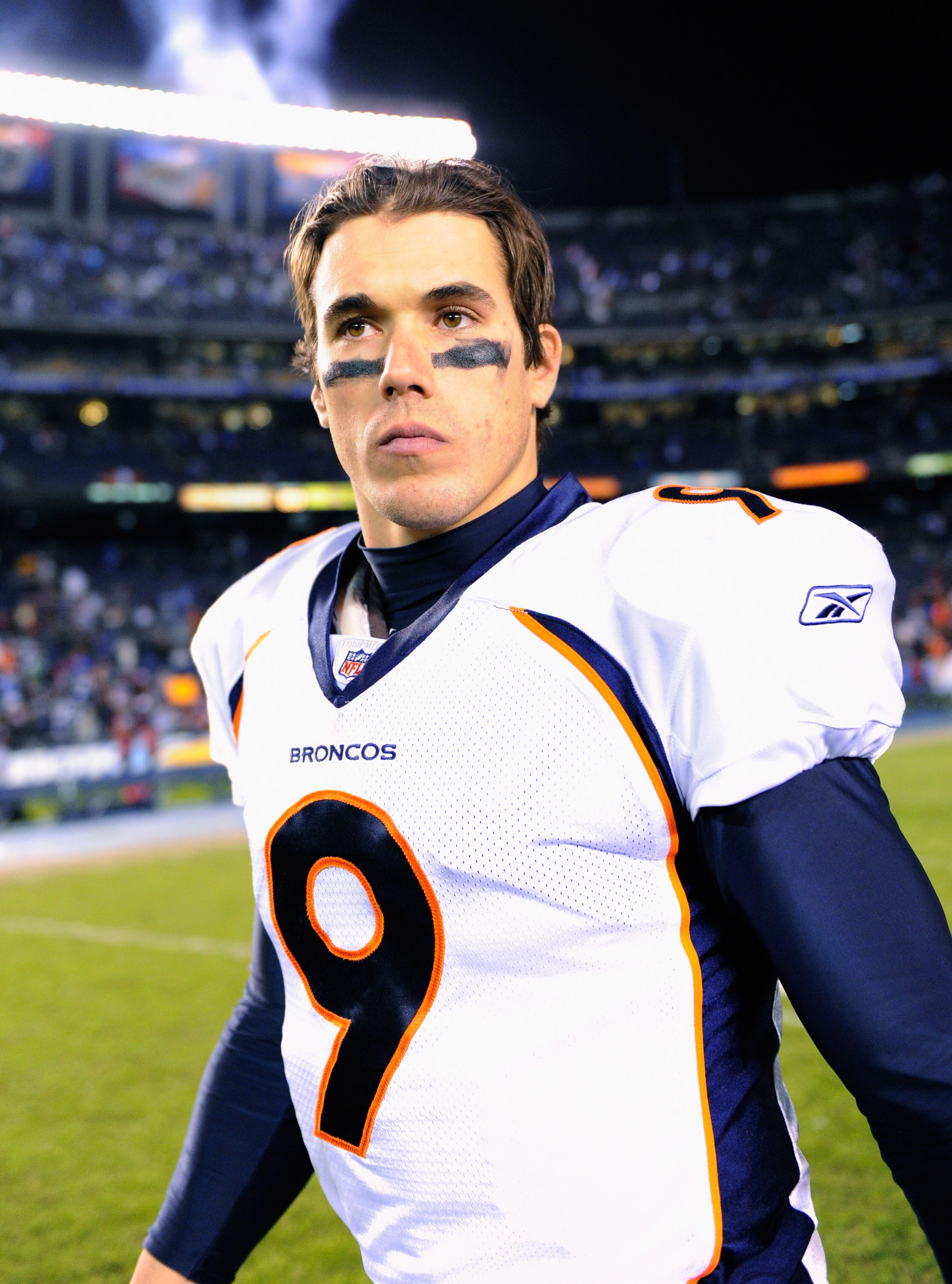 SAN DIEGO - NOVEMBER 22:  Quarterback Brady Quinn #9 of the Denver Broncos walks to the locker room after the football game against San Diego Chargers at Qualcomm Stadium on November 22, 2010 in San Diego, California.  (Photo by Kevork Djansezian/Getty Im