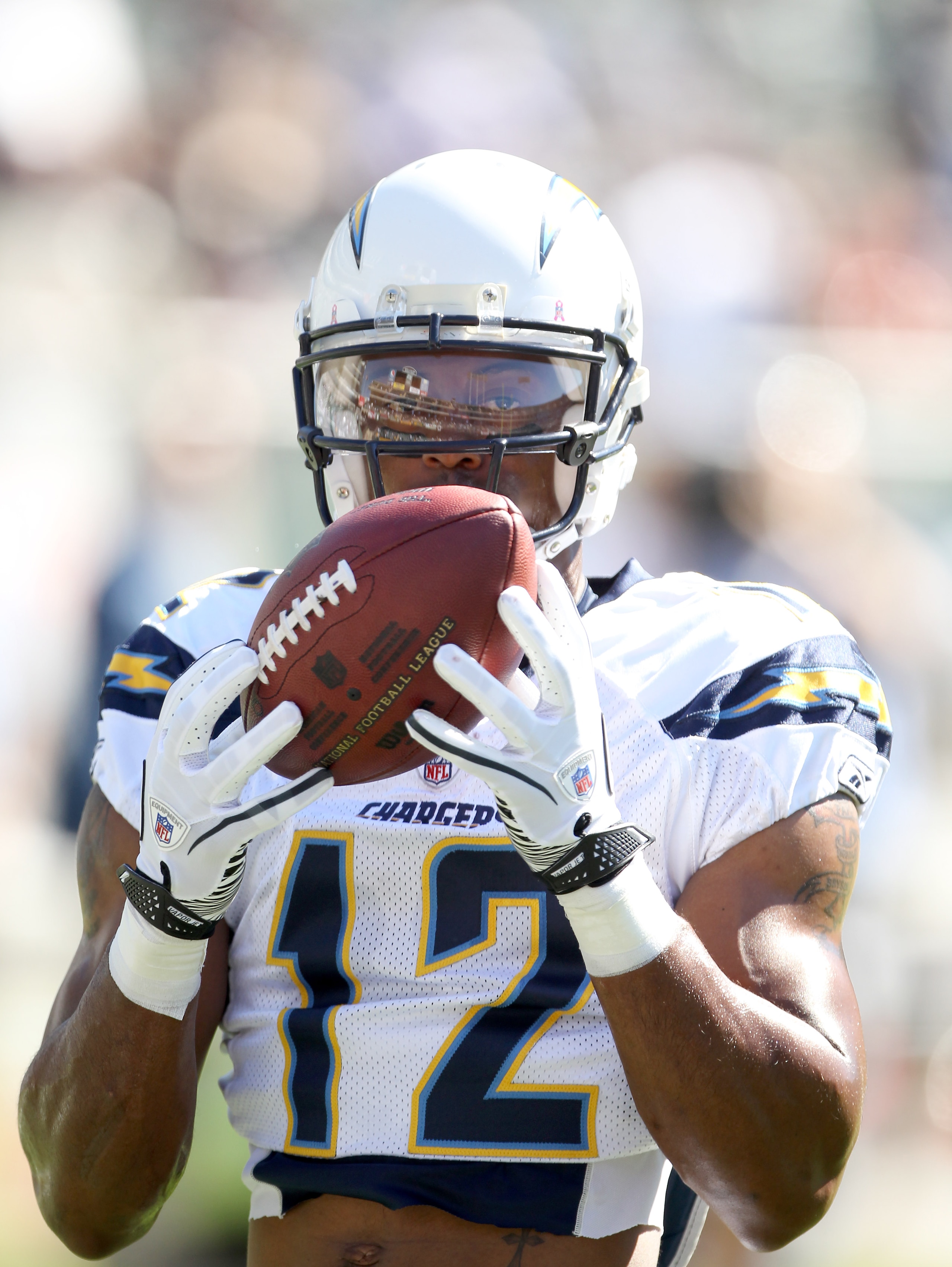 OAKLAND, CA - OCTOBER 10:  Patrick Crayton #12 of the San Diego Chargers warms up before their game against the Oakland Raiders at Oakland-Alameda County Coliseum on October 10, 2010 in Oakland, California.  (Photo by Ezra Shaw/Getty Images)