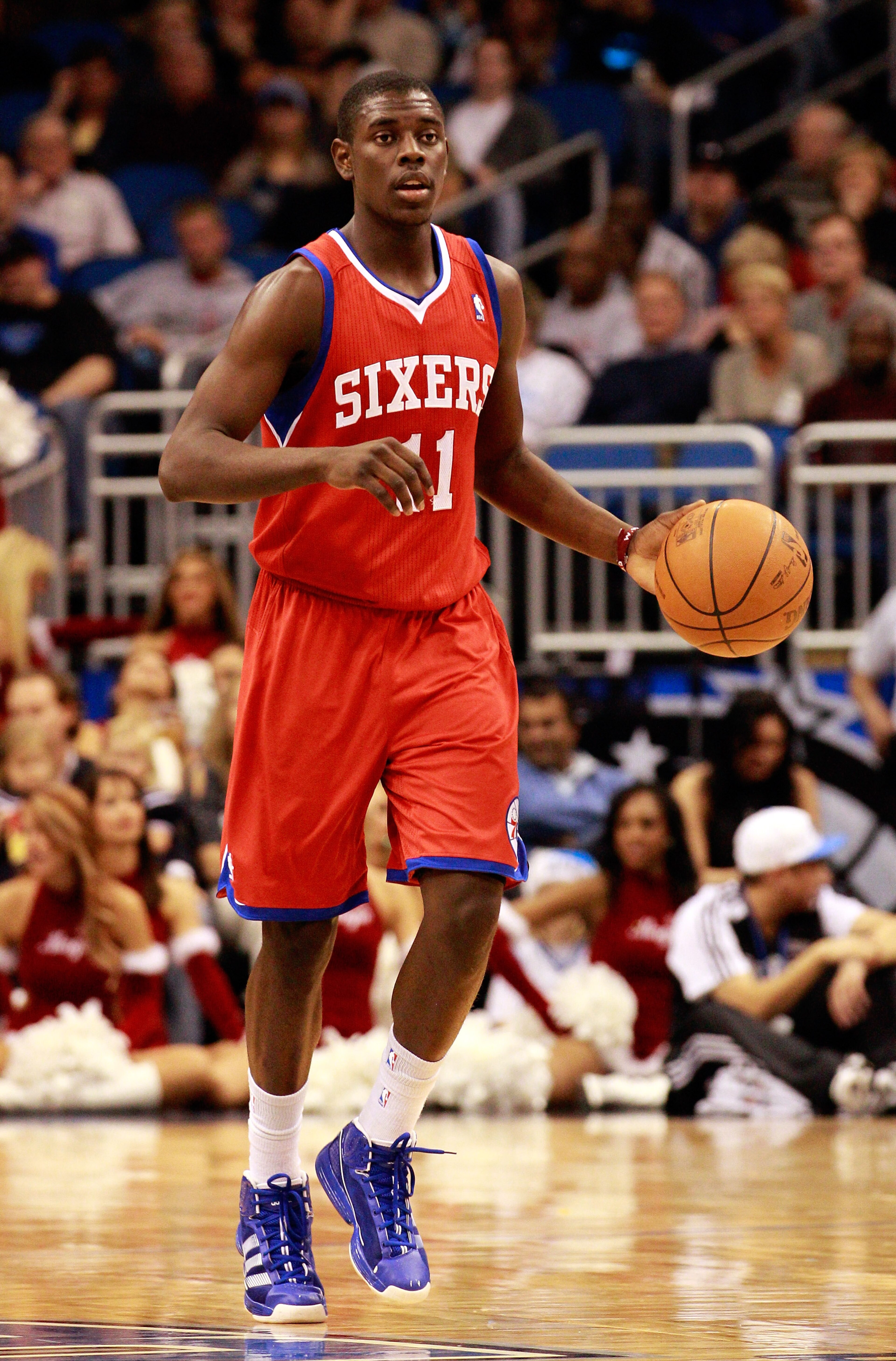 ORLANDO, FL - DECEMBER 18: Jrue Holiday #11 of the Philadelphia 76ers brings the ball up the court during the game against the Orlando Magic at Amway Arena on December 18, 2010 in Orlando, Florida. NOTE TO USER: User expressly acknowledges and agrees th ORLANDO, FL - DECEMBER 18: Jrue Holiday #11 of the Philadelphia 76ers brings the ball up the court during the game against the Orlando Magic at Amway Arena on December 18, 2010 in Orlando, Florida. NOTE TO USER: User expressly acknowledges and agrees th