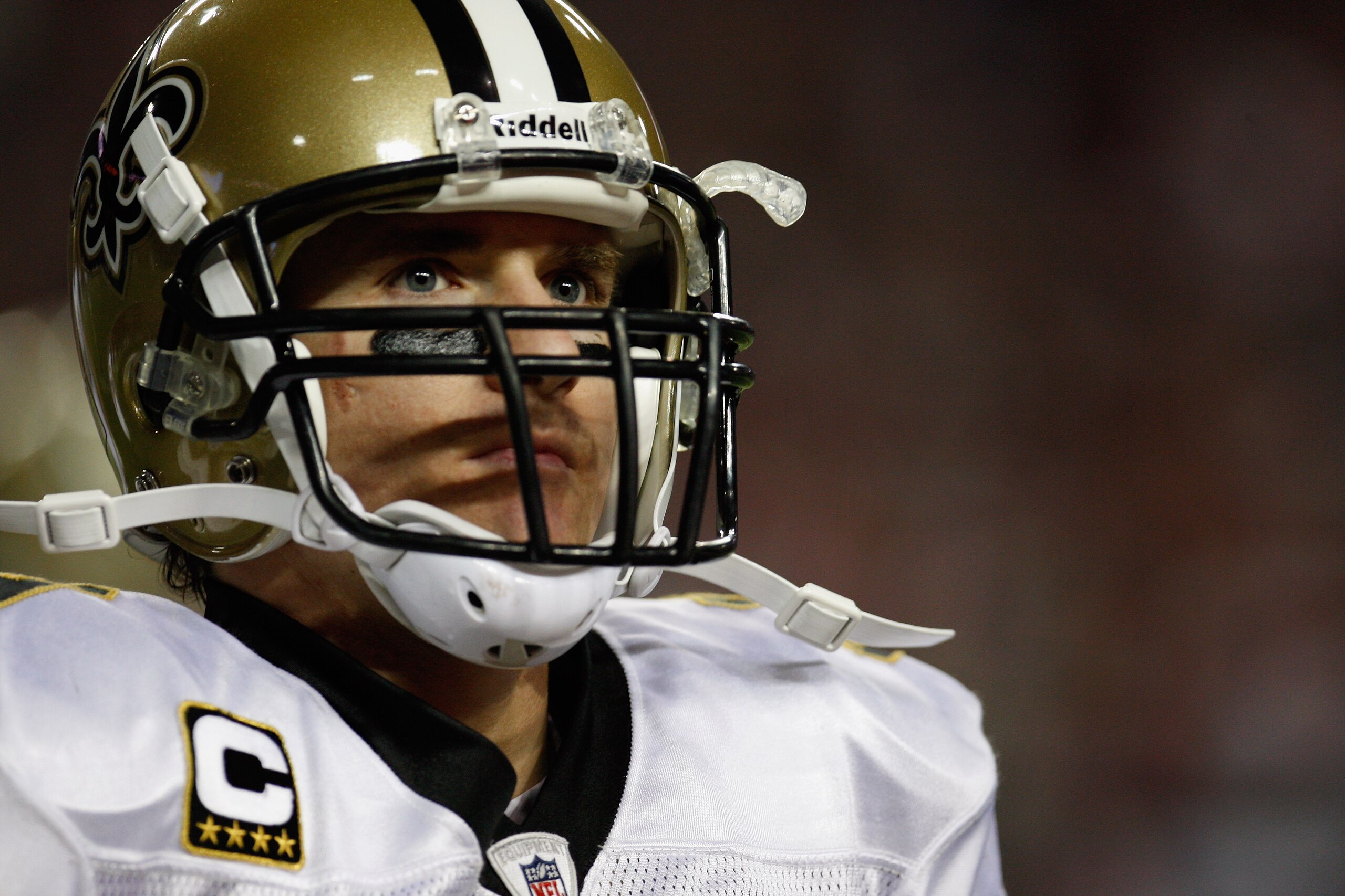 ATLANTA, GA - DECEMBER 27:  Quarterback Drew Brees #9 of the New Orleans Saints walks off the field in the second half during the game against the Atlanta Falcons at the Georgia Dome on December 27, 2010 in Atlanta, Georgia.  (Photo by Scott Halleran/Gett