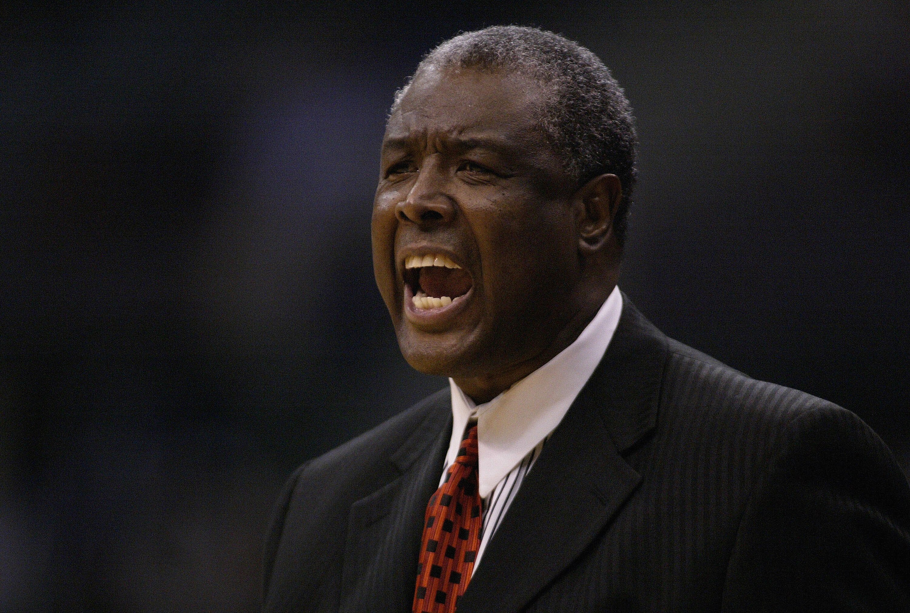 LOS ANGELES - DECEMBER 3:  Head coach Paul Silas of the Cleveland Cavaliers reacts during the game against the Los Angeles Clippers on December 3, 2003 at Staples Center in Los Angeles, California.  NOTE TO USER: User expressly acknowledges and agrees tha