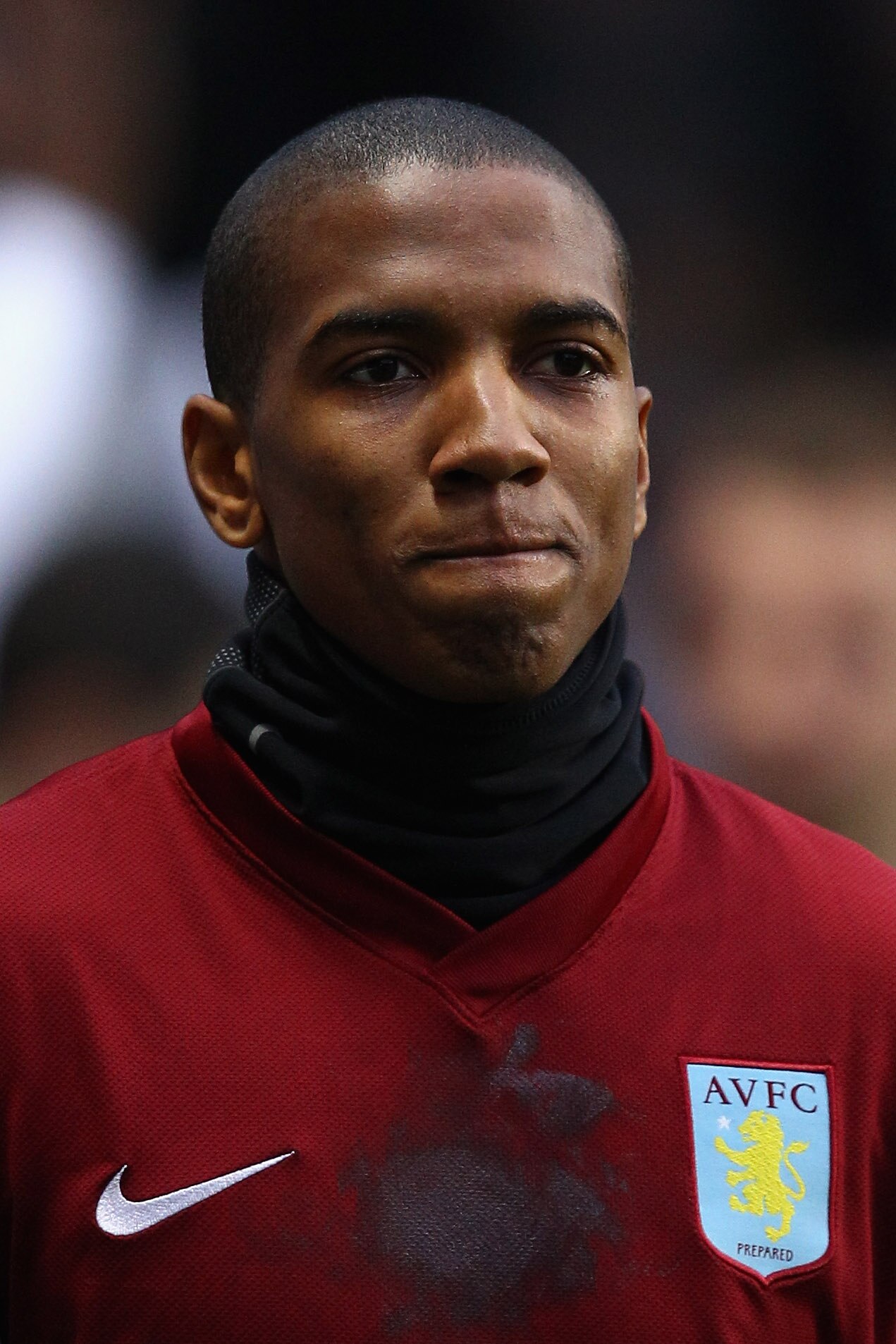 BIRMINGHAM, ENGLAND - DECEMBER 11:  Ashley Young of Villa wears a snood around his neck during the Barclays Premier League match between Aston Villa and West Bromwich Albion at Villa Park on December 11, 2010 in Birmingham, England.  (Photo by Richard Hea
