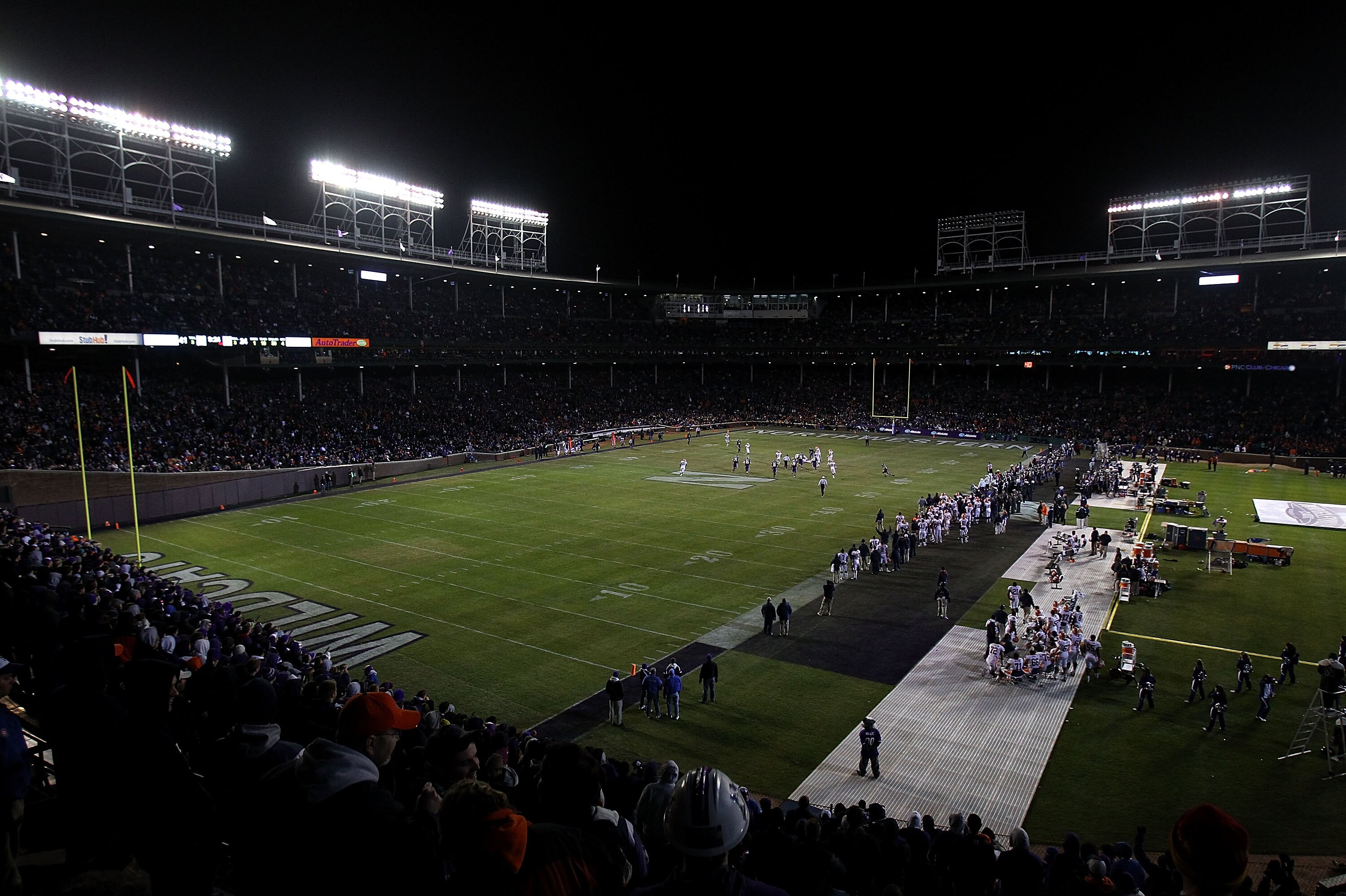 CHICAGO - NOVEMBER 20: A general view as the Northwestern Wildcats take on the Illinois Fighting Illini during a game played at Wrigley Field on November 20, 2010 in Chicago, Illinois. Illinois defeated Northwestern 48-27. (Photo by Jonathan Daniel/Getty