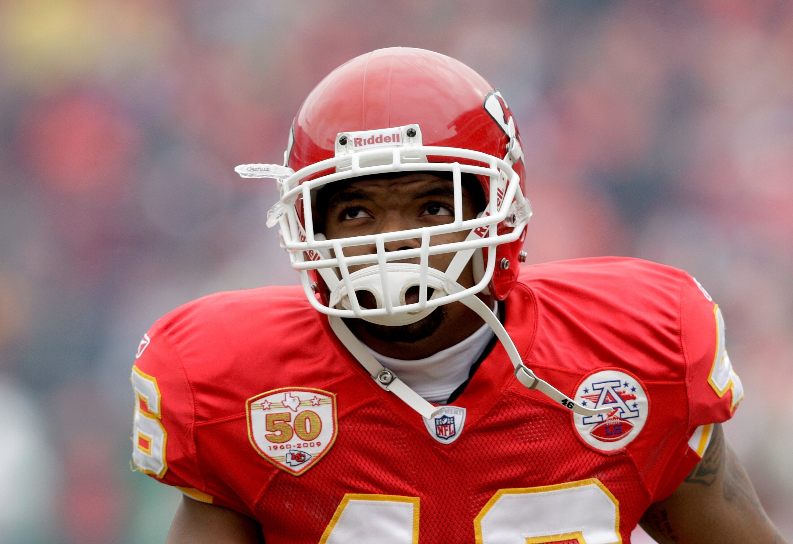KANSAS CITY, MO - DECEMBER 6:  Tim Castille #46 of the Kansas City Chiefs looks on during warm-up prior to their NFL game against the Denver Broncos on December 6, 2009 at Arrowhead Stadium in Kansas City, Missouri. The Broncos defeated the Chiefs 44-13. 