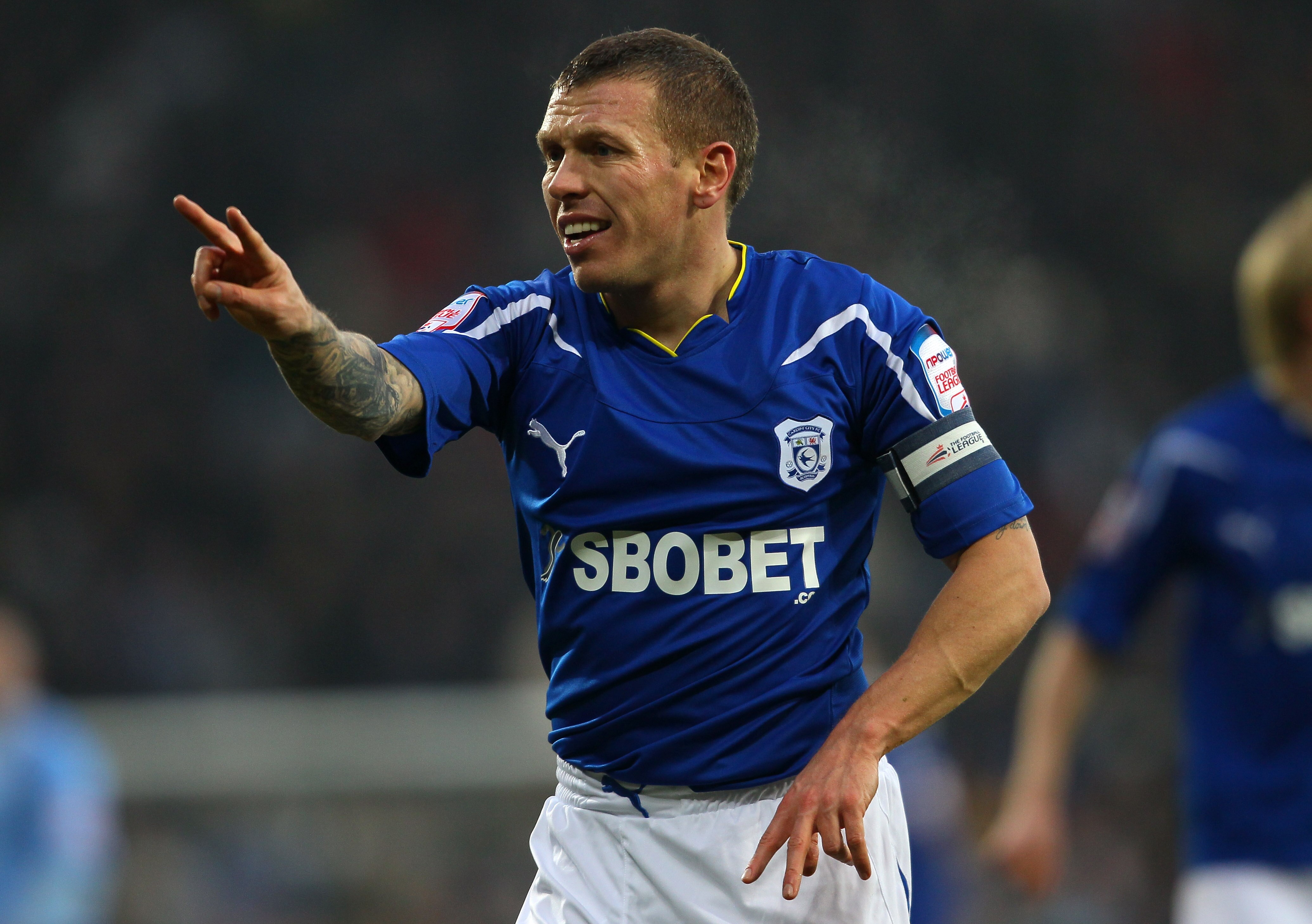 CARDIFF, WALES - DECEMBER 26:  Cardiff City striker Craig Bellamy gestures during the npower Championship game between Cardiff City and Coventry City at Cardiff City Stadium on December 26, 2010 in Cardiff, Wales.  (Photo by Stu Forster/Getty Images)