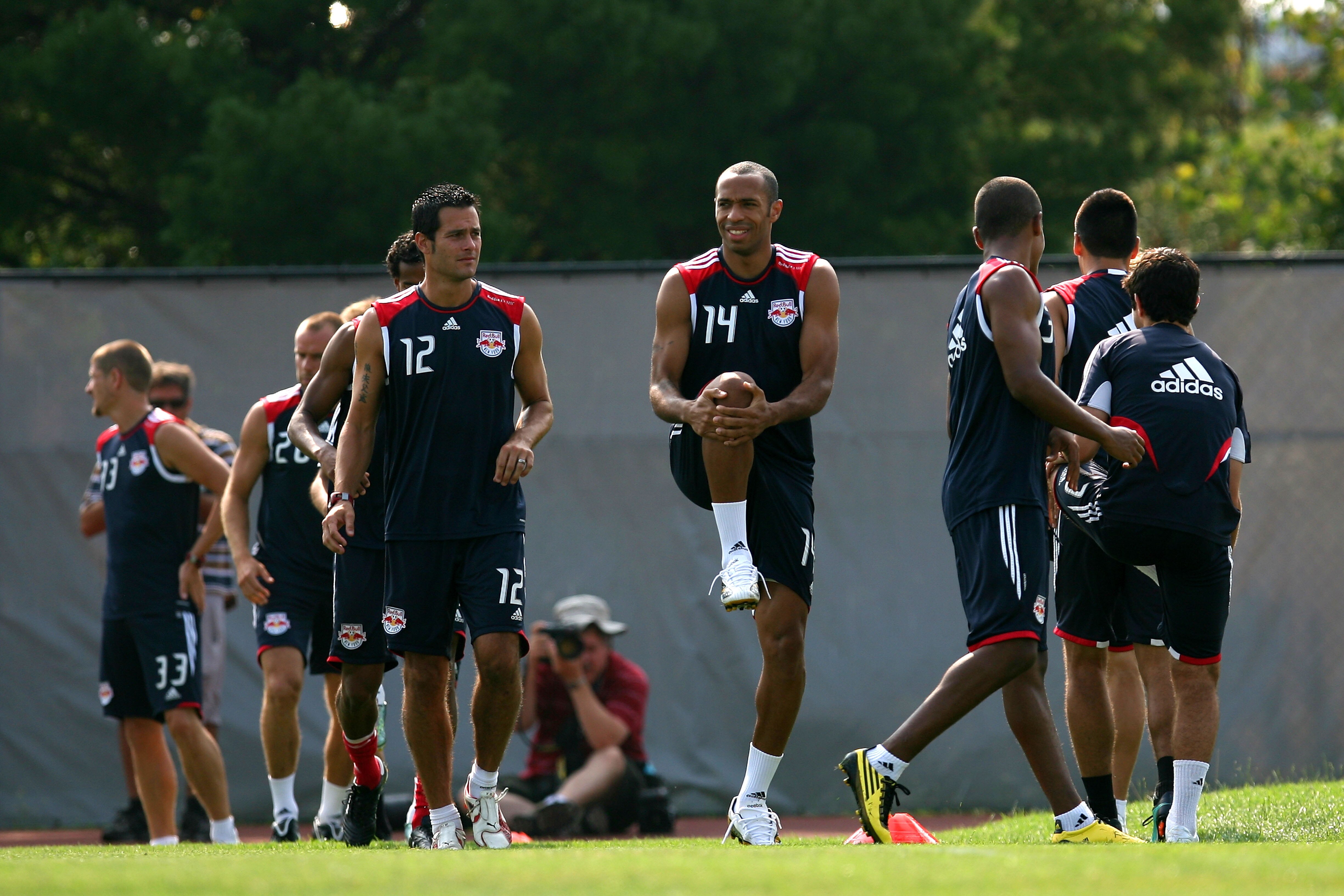 MONTCLAIR, NJ - JULY 16:  Thierry Henry #14 of the New York Red Bulls practices with the team for the first time at Montclair State University on July 16, 2010 in Montclair, New Jersey.  (Photo by Chris Trotman/Getty Images for New York Red Bulls)