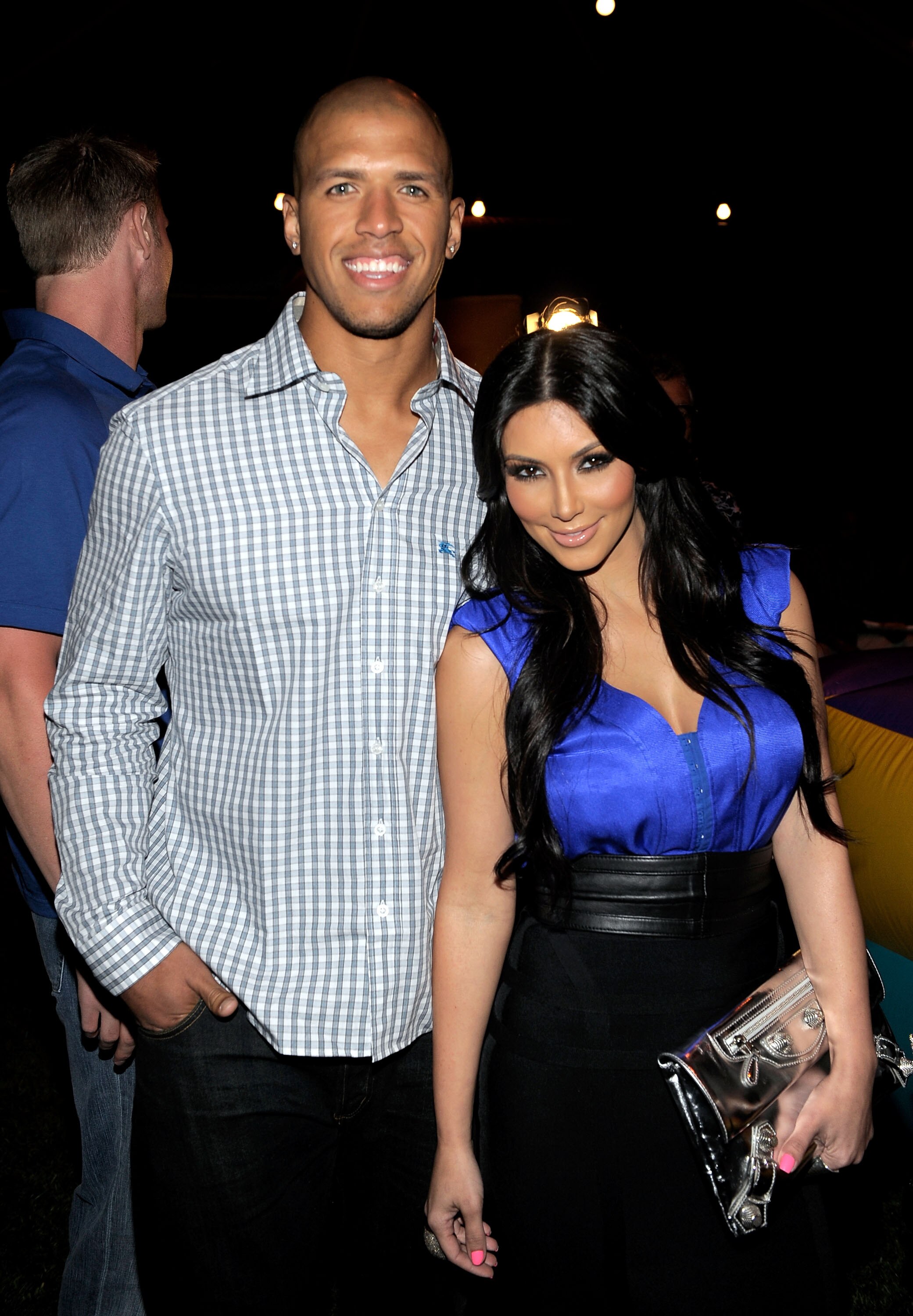 BEL AIR, CA - JULY 12:  Dallas Cowboys football player Miles Austin and actress Kim Kardashian attend professional tennis player Serena Williams' Pre-ESPYs House Party held at a private residence on July 12, 2010 in Bel Air, California.  (Photo by Charley